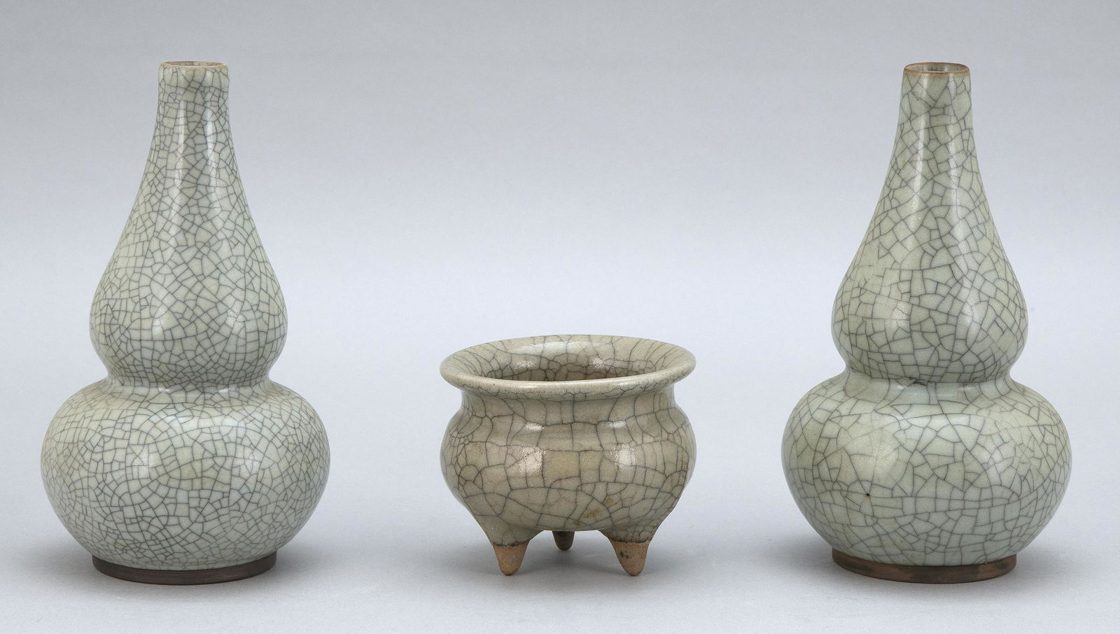 PAIR OF CHINESE CELADON GUAN WARE PORCELAIN DOUBLE (1 of 3)