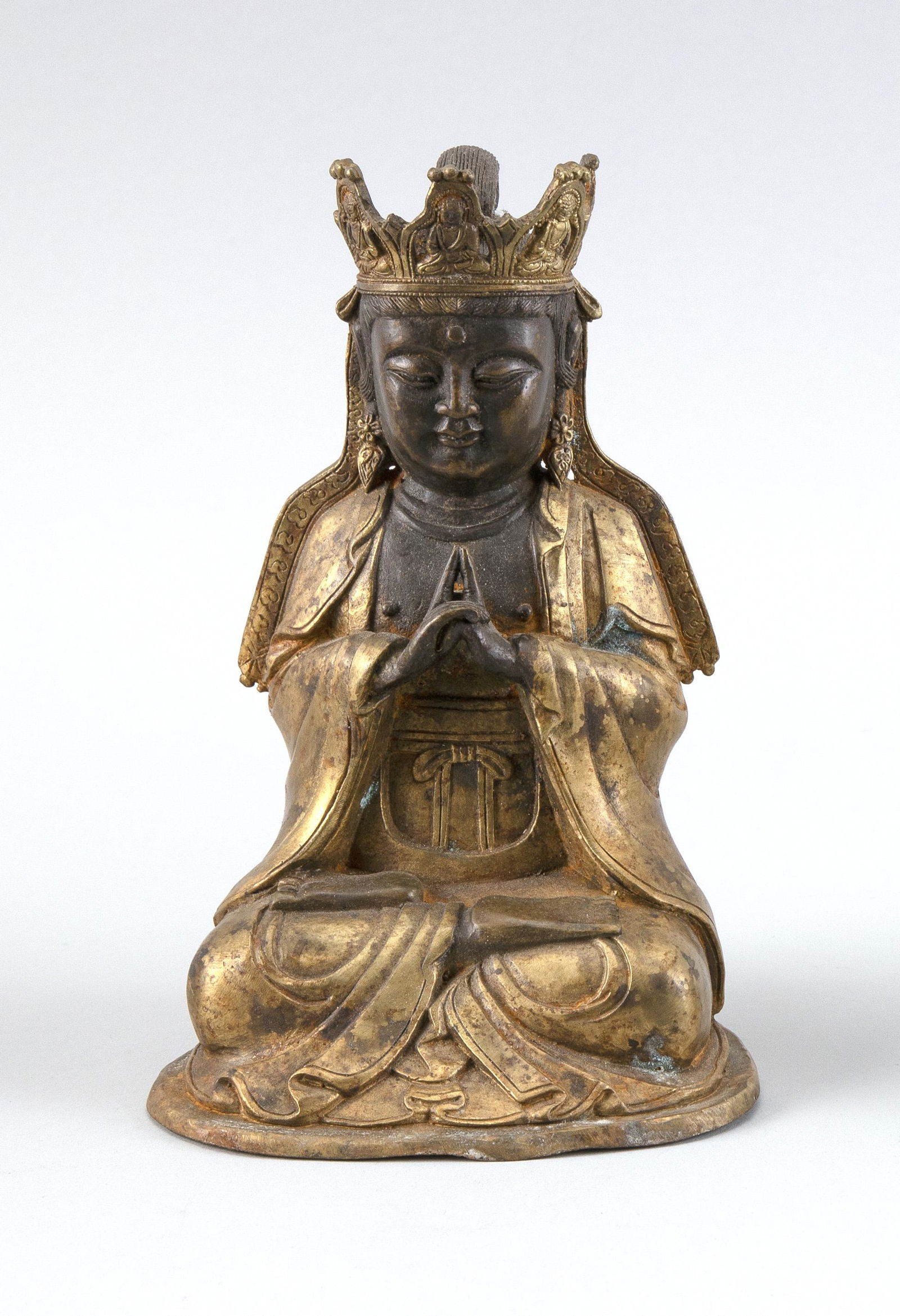 CHINESE MING-STYLE GILT BRONZE VAIROCANA BUDDHA Height (1 of 4)