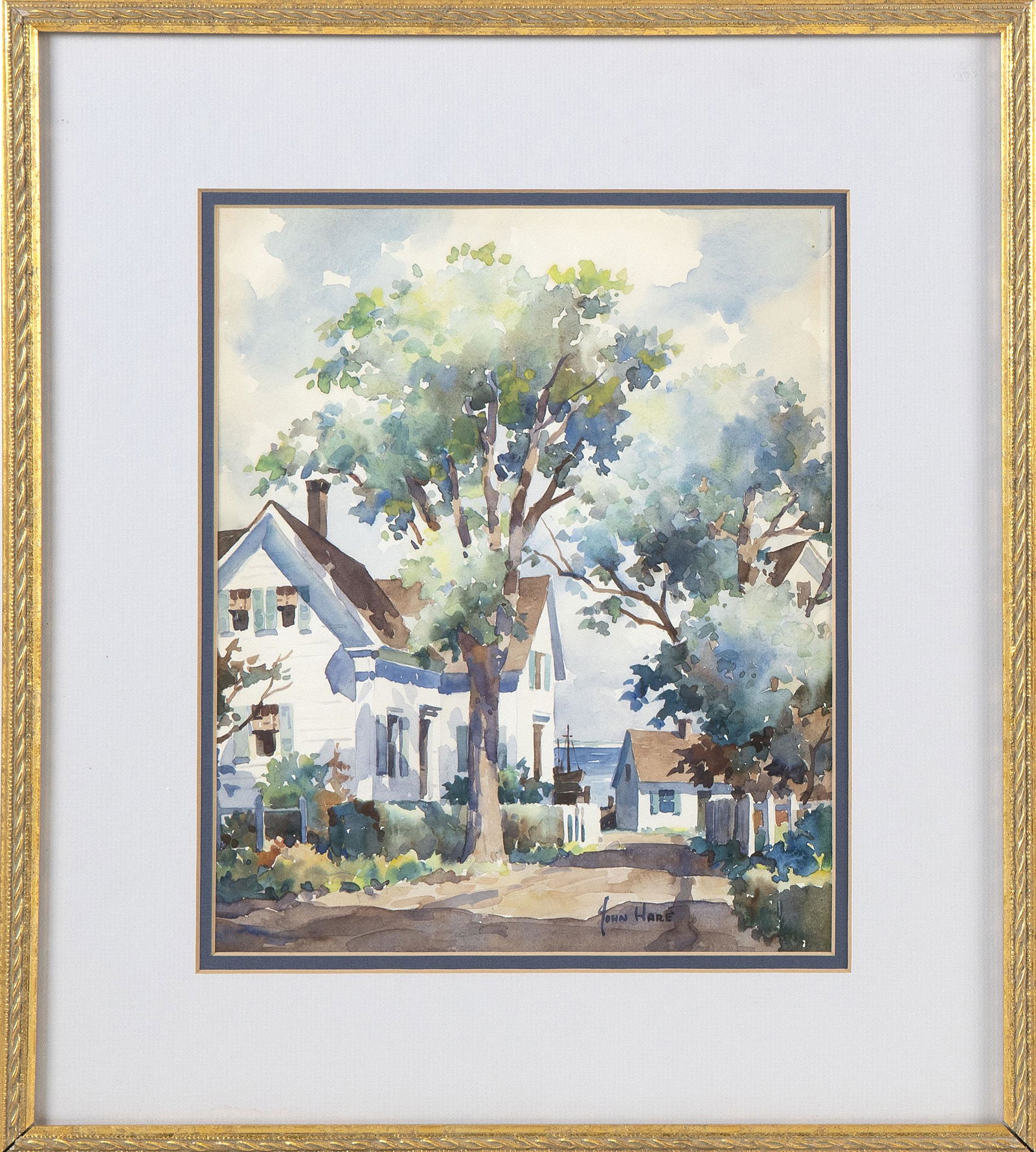JOHN CUTHBERT HARE (Massachusetts/Florida, 1908-1978),: JOHN CUTHBERT HAREMassachusetts/Florida, 1908-1978Side street, Provincetown, Massachusetts. Signed lower right "John Hare".Watercolor on paper, 12" x 10" sight. Framed 18" x 1