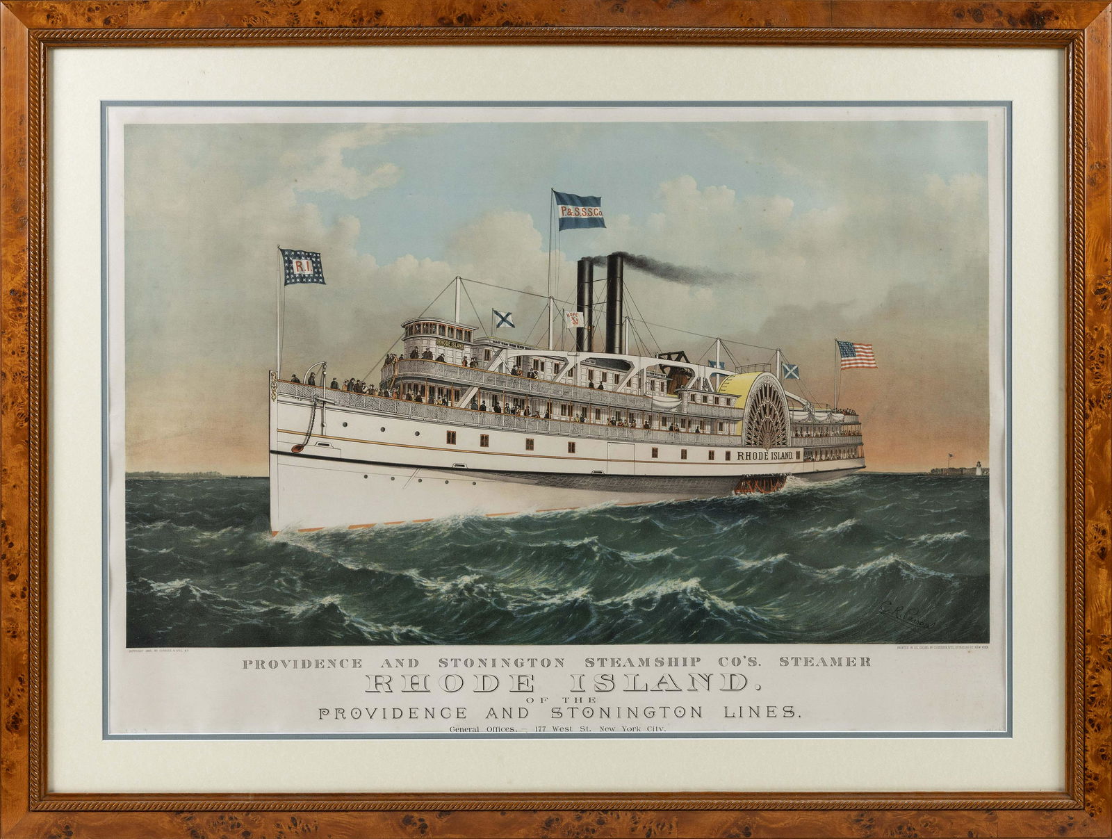 CURRIER & IVES LITHOGRAPH "PROVIDENCE AND STONINGTON (1 of 3)