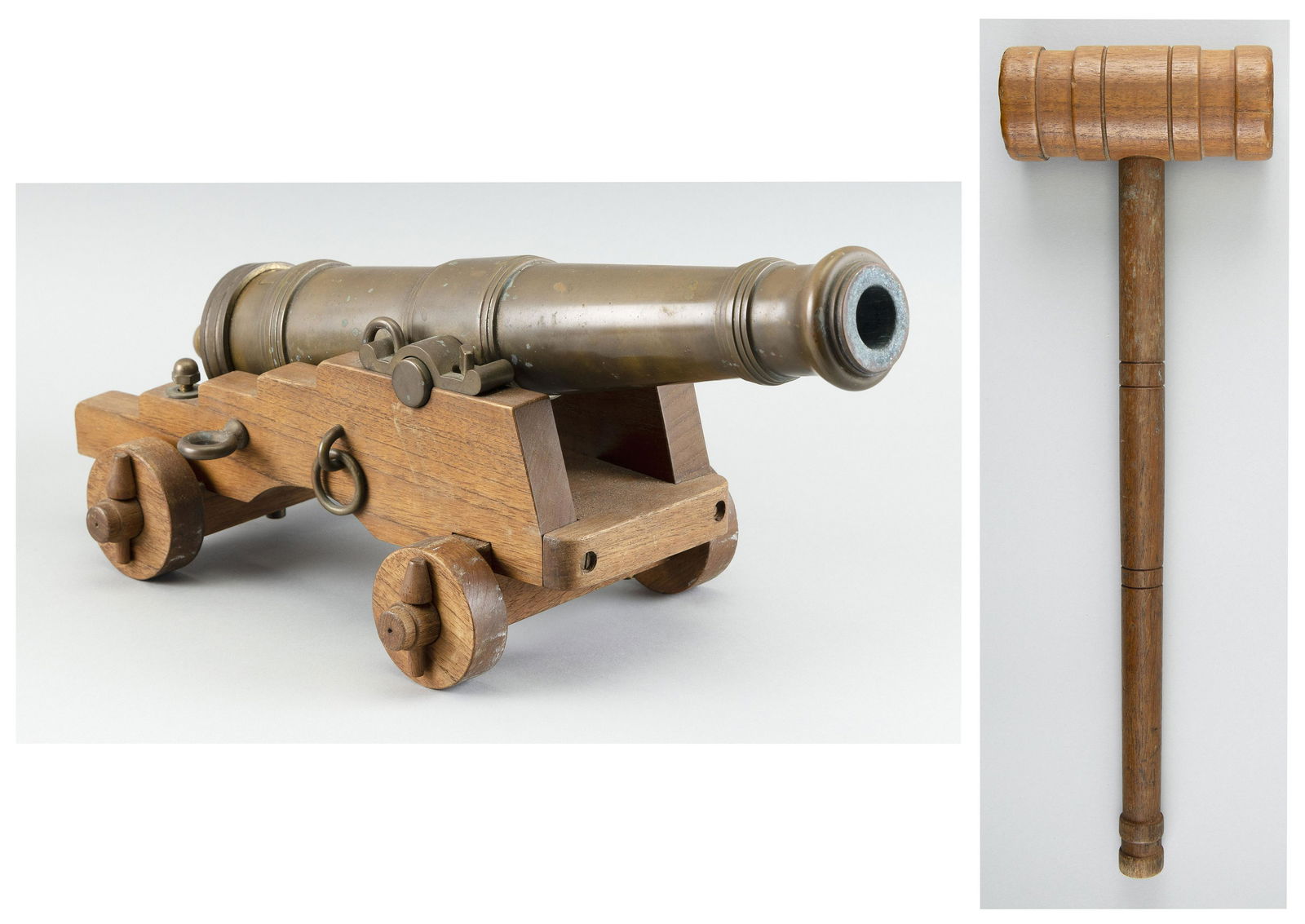 BRASS SIGNAL CANNON 20th Century Height 7.25". Length (1 of 6)