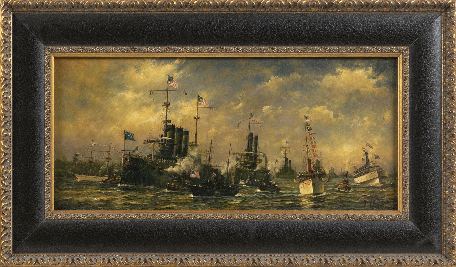 AMERICAN SCHOOL, Contemporary, A Naval Fleet Parade (1 of 3)