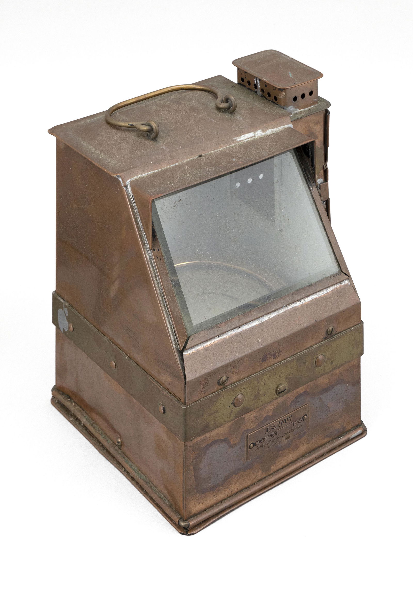 BRASS AND COPPER U.S. NAVY BINNACLE Circa 1942 Height (1 of 3)