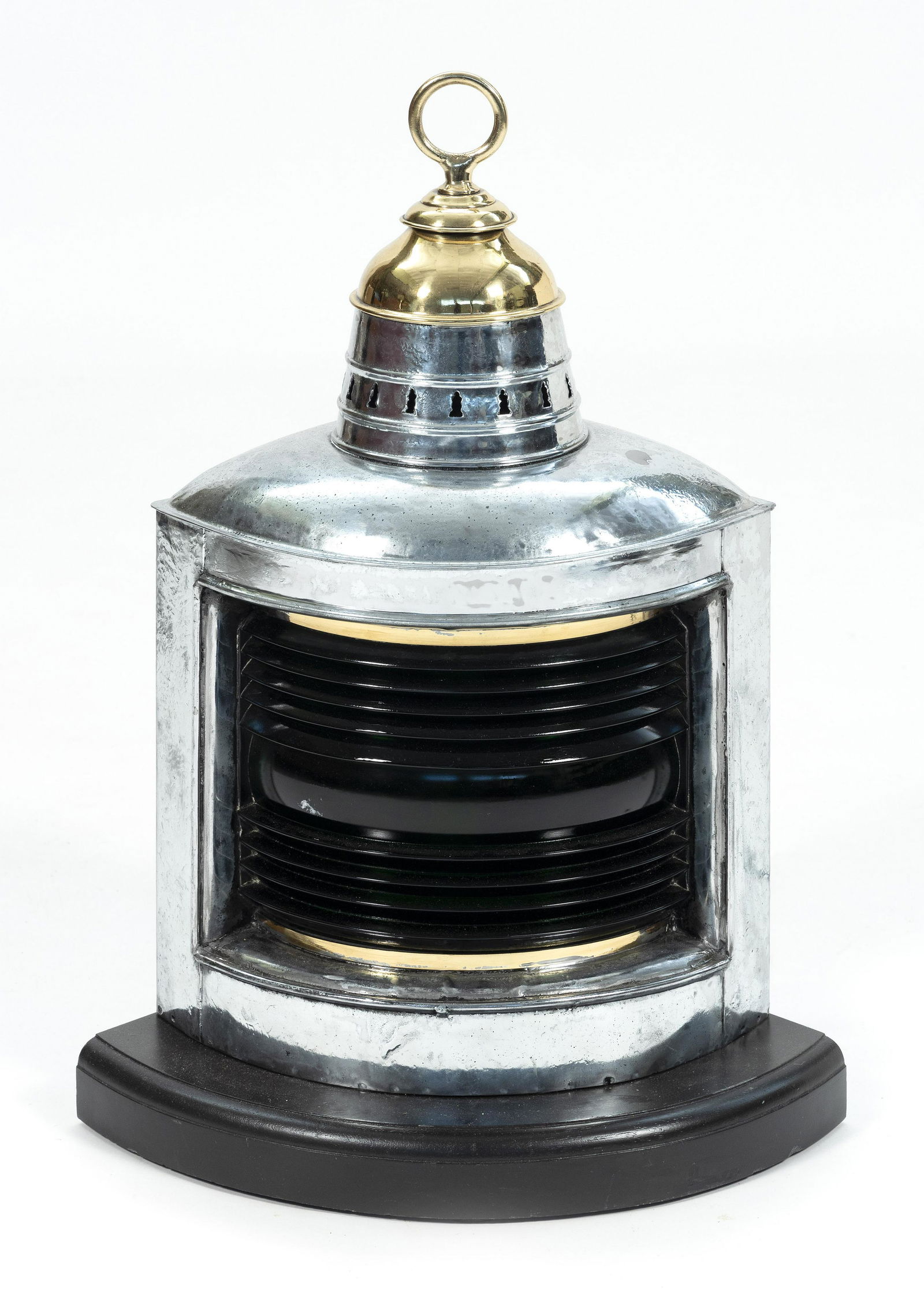 POLISHED NICKEL SHIP’S LANTERN Height 24”. (1 of 2)