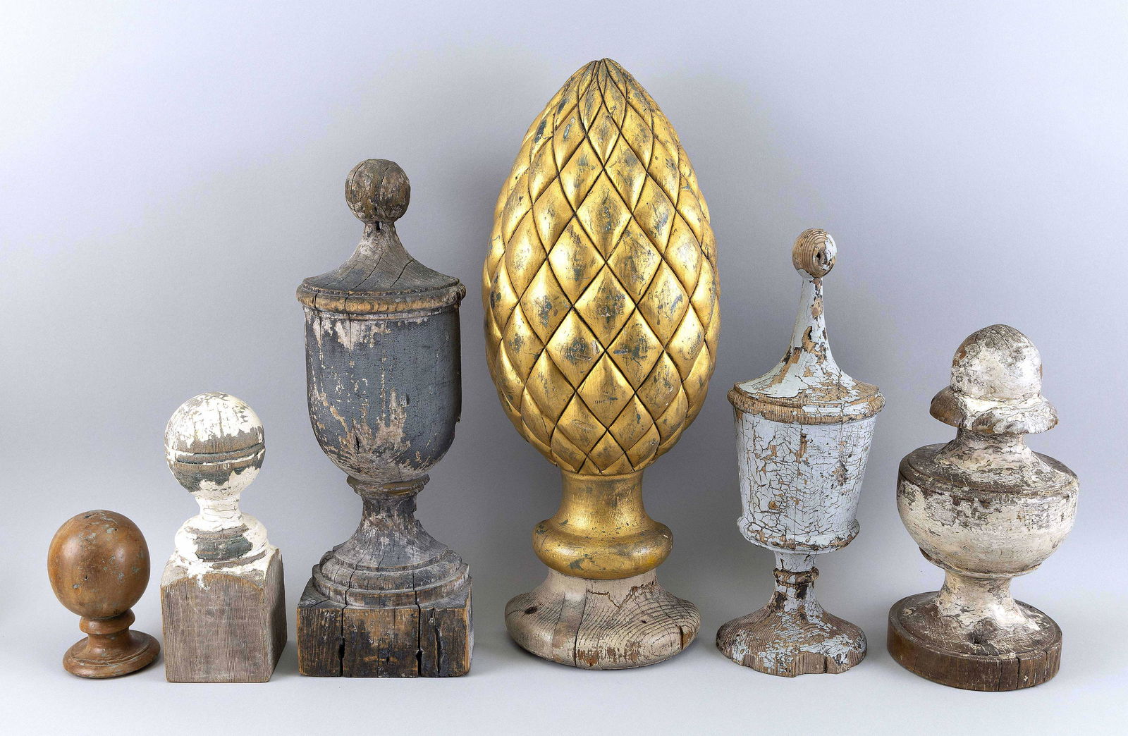 SIX CARVED WOODEN ARCHITECTURAL ELEMENTS 19th and 20th (1 of 2)