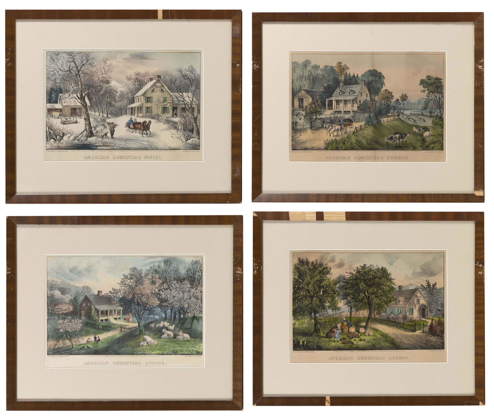 FOUR CURRIER & IVES "AMERICAN HOMESTEAD" LITHOGRAPHS (1 of 1)
