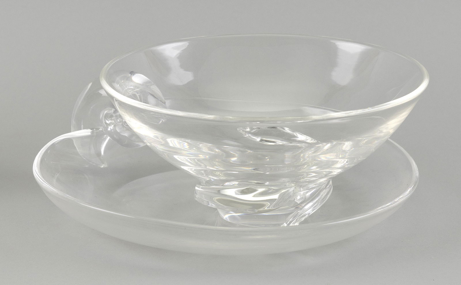 STEUBEN GLASS BOWL AND A GLASS CANDY DISH 20th Century (1 of 2)