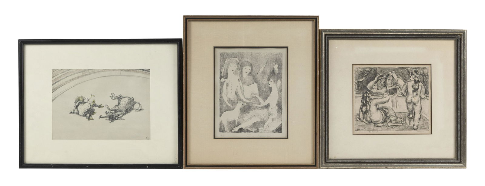 THREE FRAMED LITHOGRAPHS  1) “The Mirror” by Max (1 of 1)