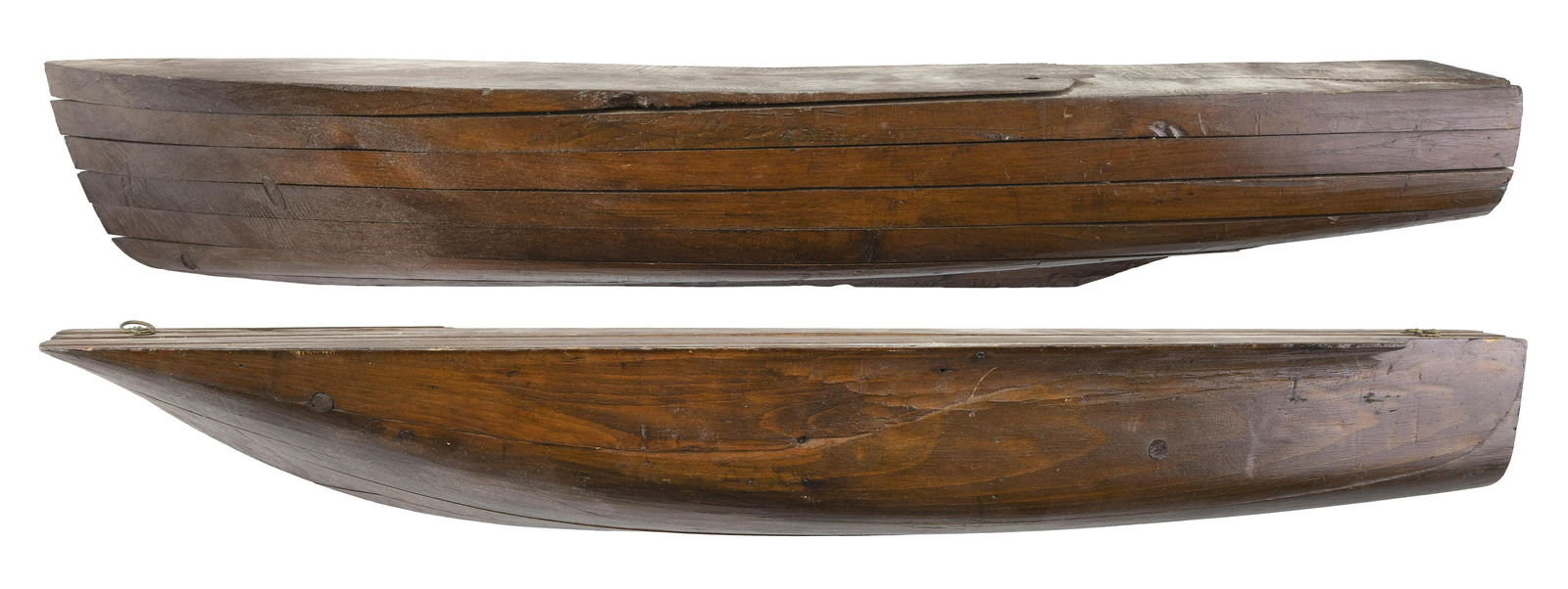 TWO LAMINATED PINE HALF HULL MODELS   Late 19th/Early (1 of 5)
