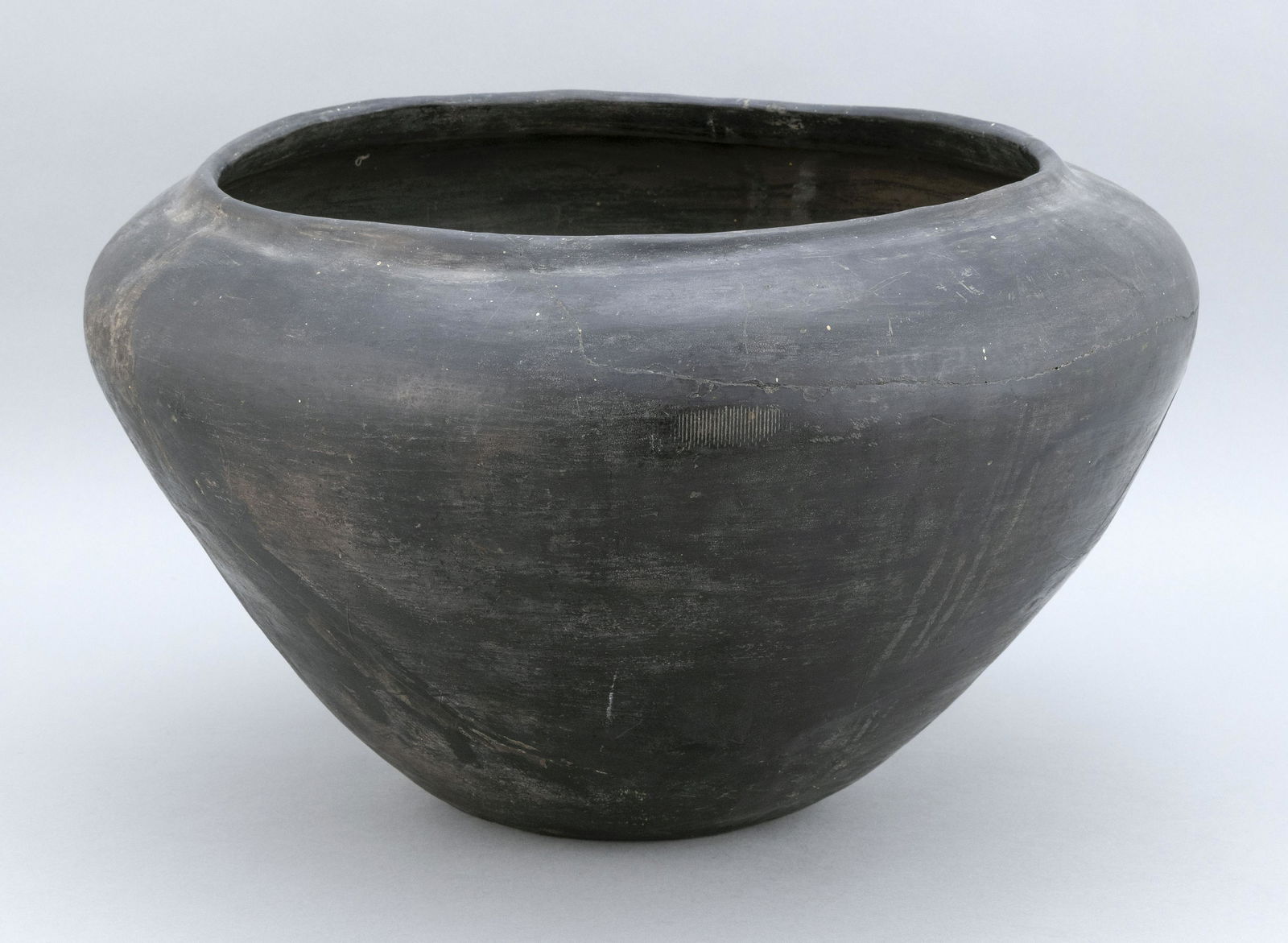LARGE CHINESE ARCHAIC-STYLE BLACK POTTERY BOWL  In (1 of 2)