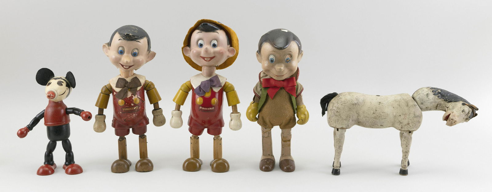 FIVE WOOD AND COMPOSITION TOYS (1 of 2)