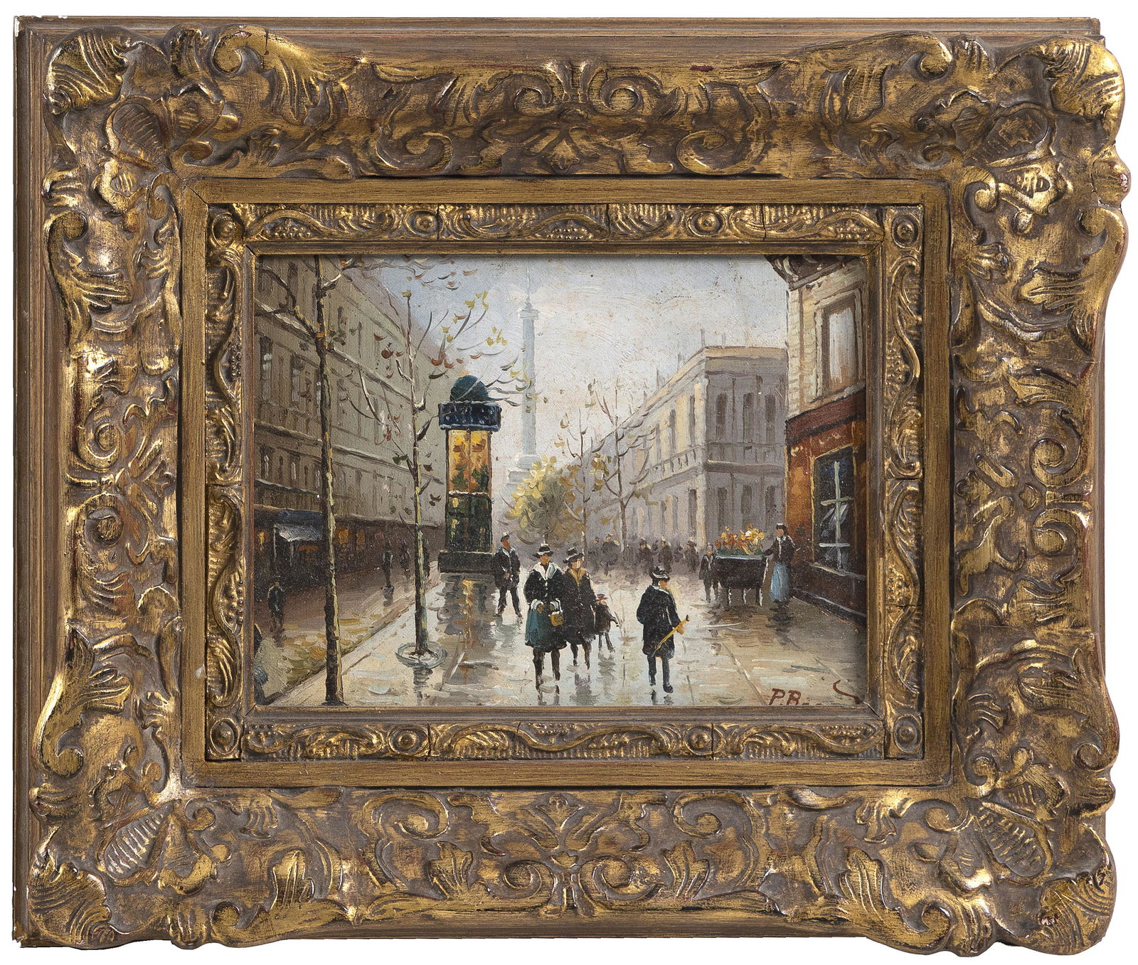 FRENCH SCHOOL Contemporary Parisian street scene. (1 of 2)