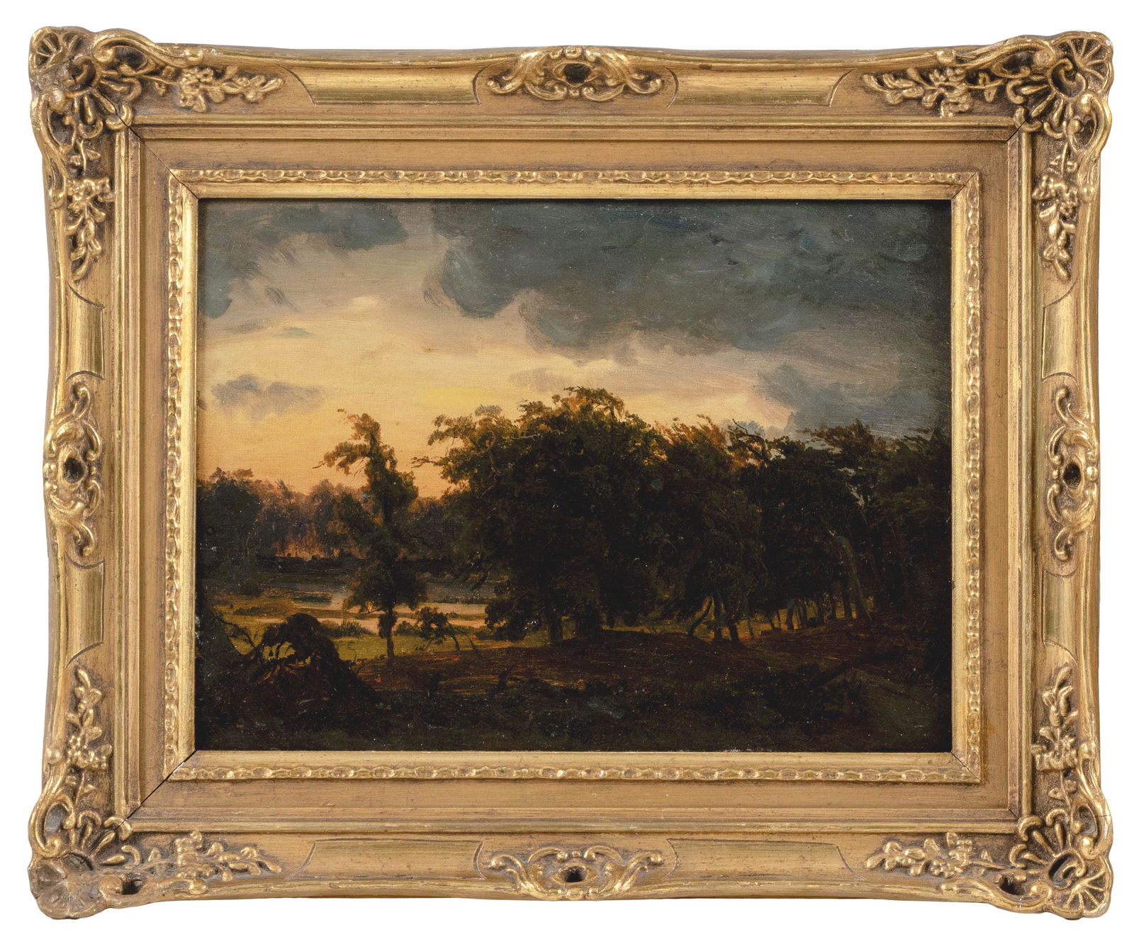 GERMAN SCHOOL Circa 1860 Luminous sunset landscape. (1 of 2)