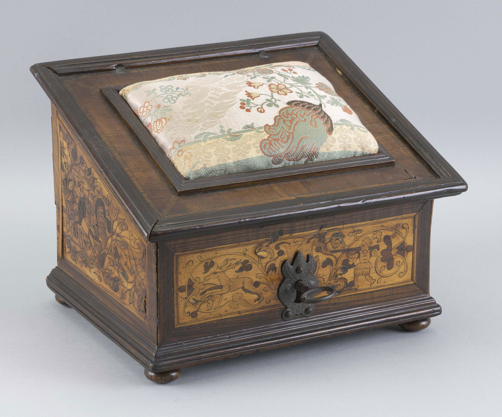 MARQUETRY LACE MAKER’S BOX RETROFITTED AS A TRAVELING (1 of 3)
