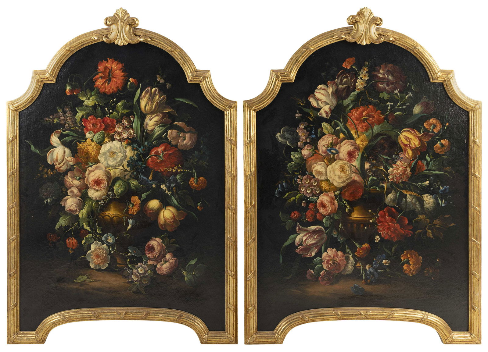 FRENCH SCHOOL 20th Century Pair of floral still lifes. (1 of 2)