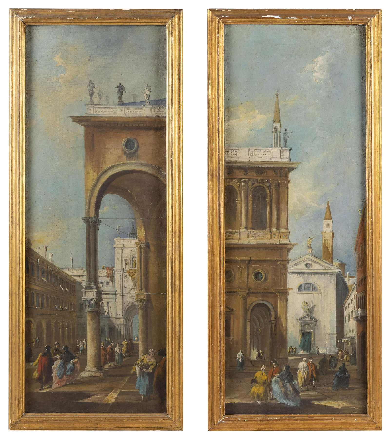 ITALIAN SCHOOL 19th Century Pair of street scenes. (1 of 2)