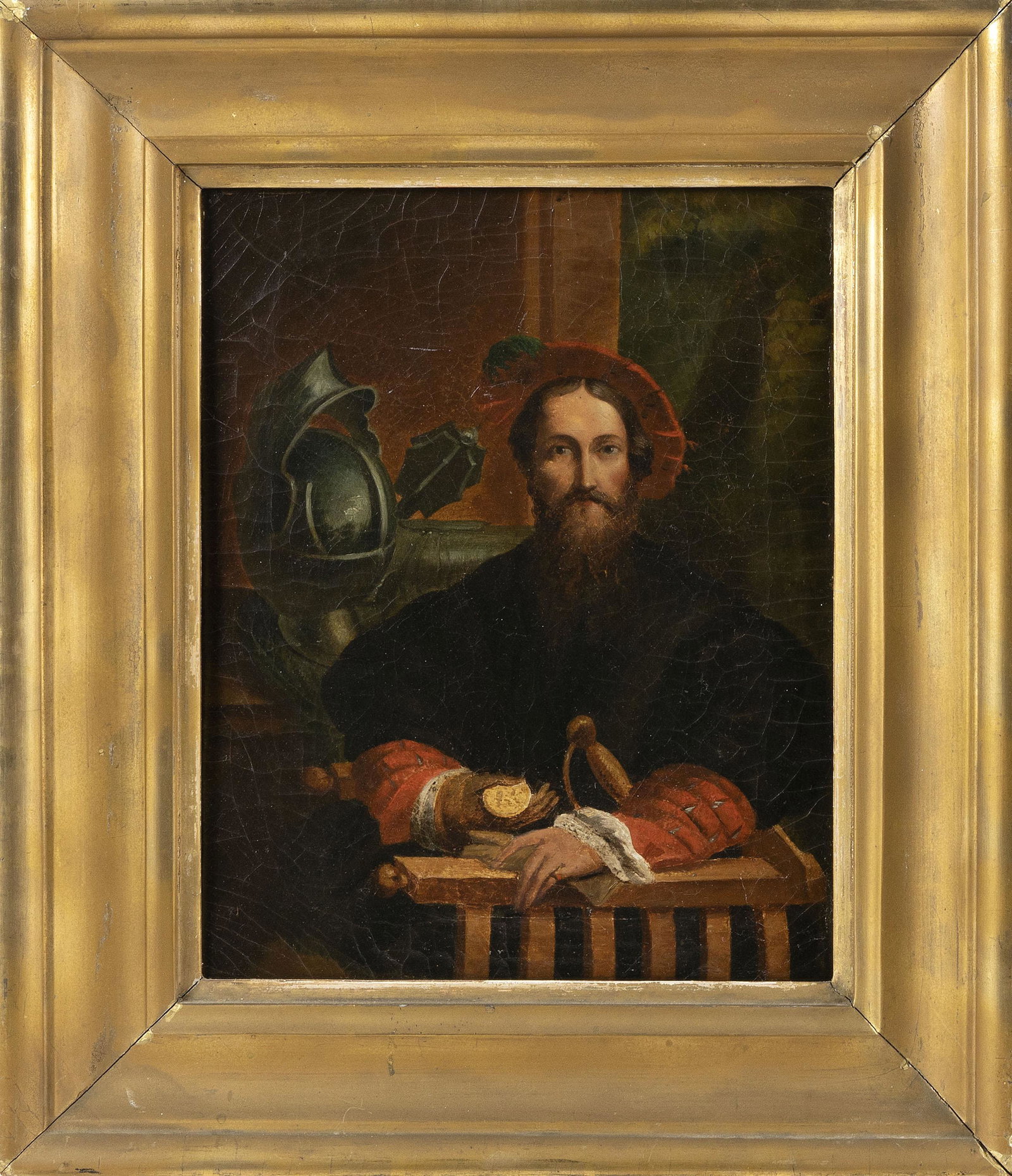 CONTINENTAL SCHOOL 19th Century Portrait of a man: CONTINENTAL SCHOOL 19th Century Portrait of a man holding a pocket watch. Unsigned. Oil on canvas, 14" x 11.25". Framed 19" x 16".