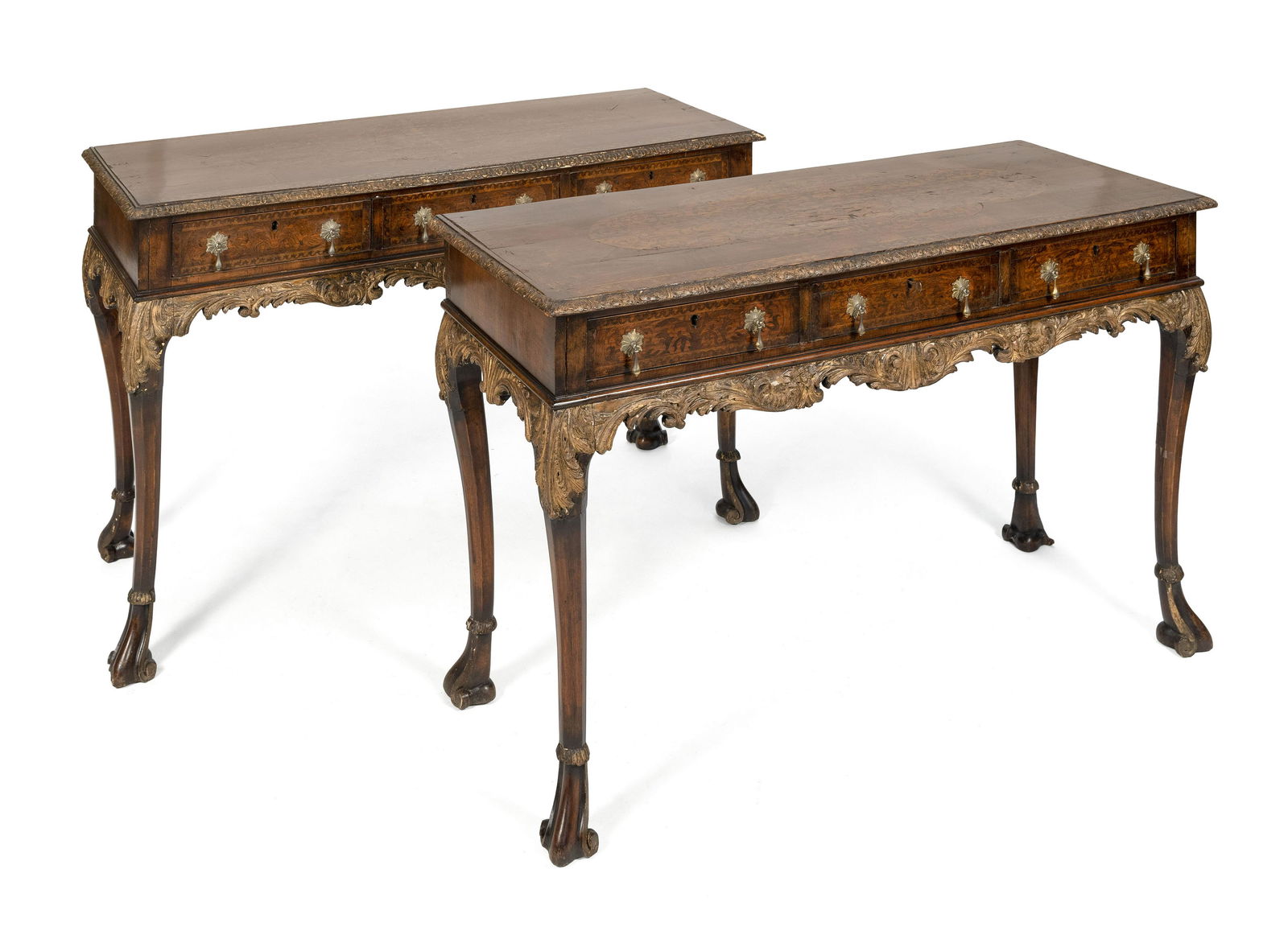 PAIR OF CONTINENTAL MARQUETRY AND PARCEL-GILT CONSOLE (1 of 3)