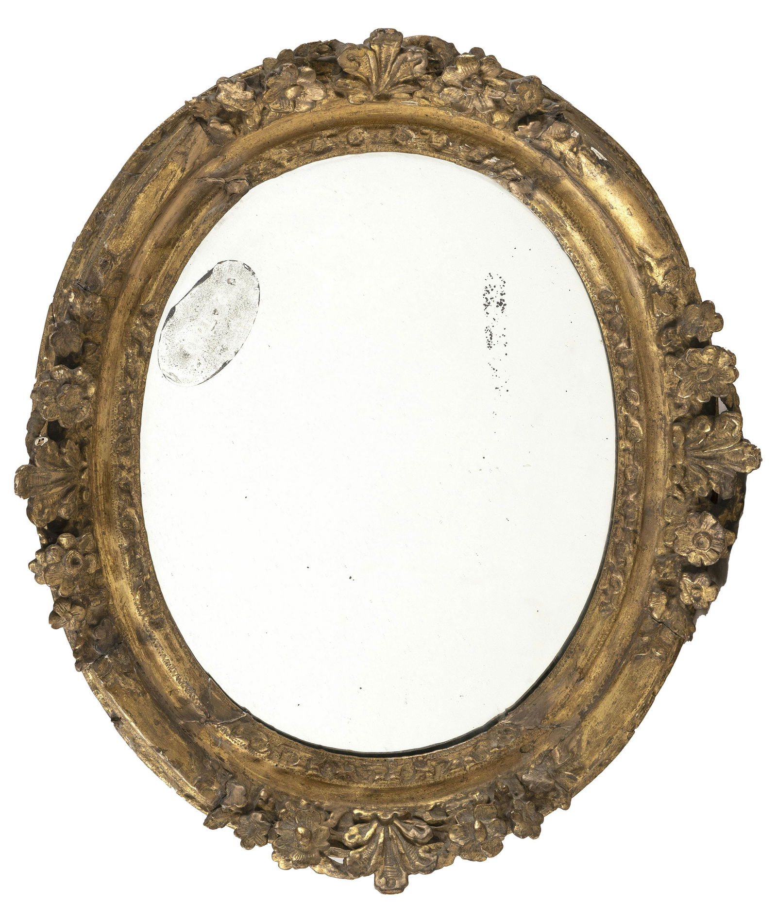FRENCH OVAL GILT MIRROR 19th Century With floral (1 of 2)