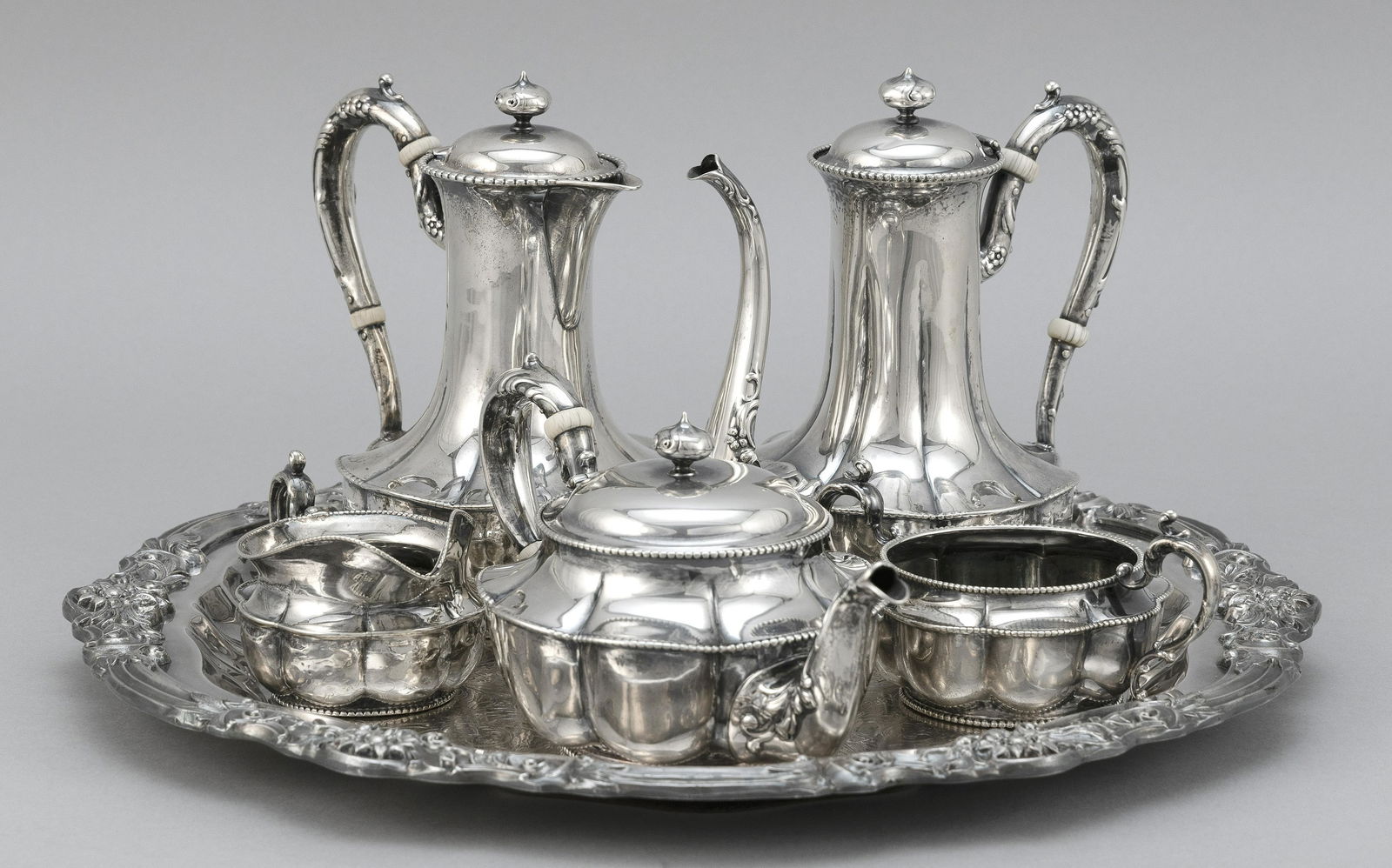 FRANK SMITH STERLING SILVER FIVE-PIECE TEA AND COFFEE (1 of 2)
