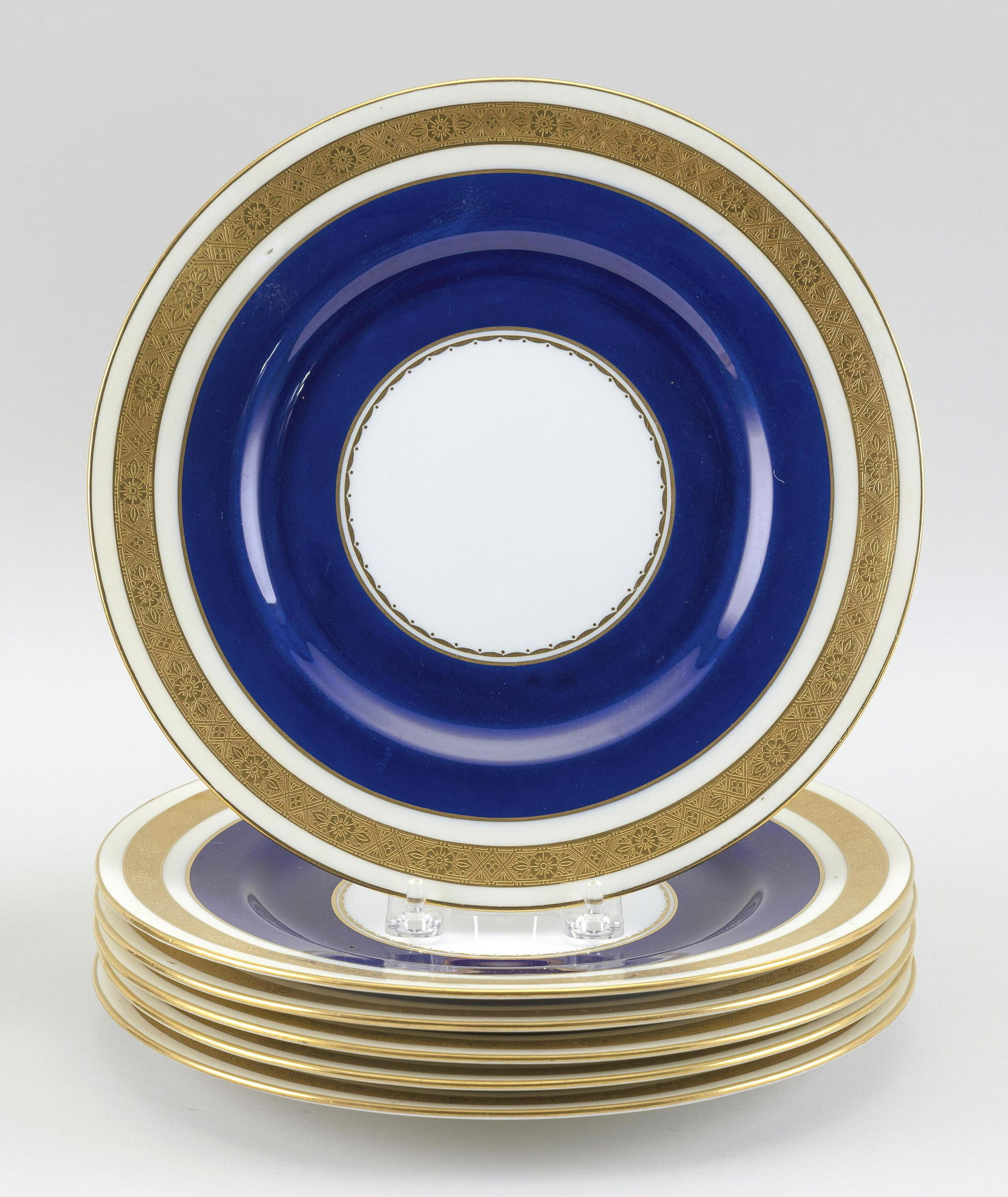 SIX MINTON DINNER PLATES RETAILED BY DAVIS COLLAMARE, (1 of 2)