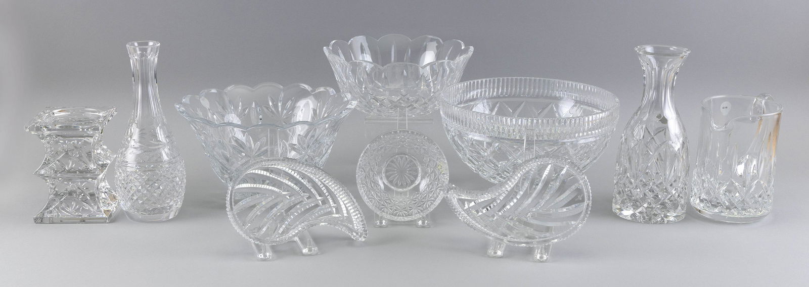 NINE PIECES OF WATERFORD CRYSTAL TABLEWARE Together (1 of 2)