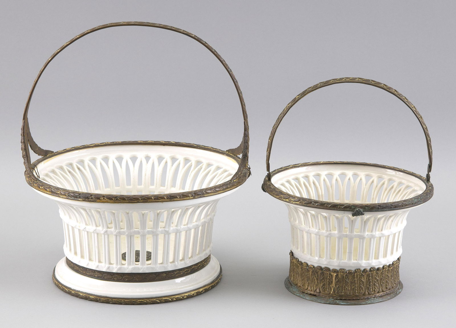 TWO FRENCH ORMOLU-MOUNTED FAIENCE BASKETS 19th Century (1 of 3)