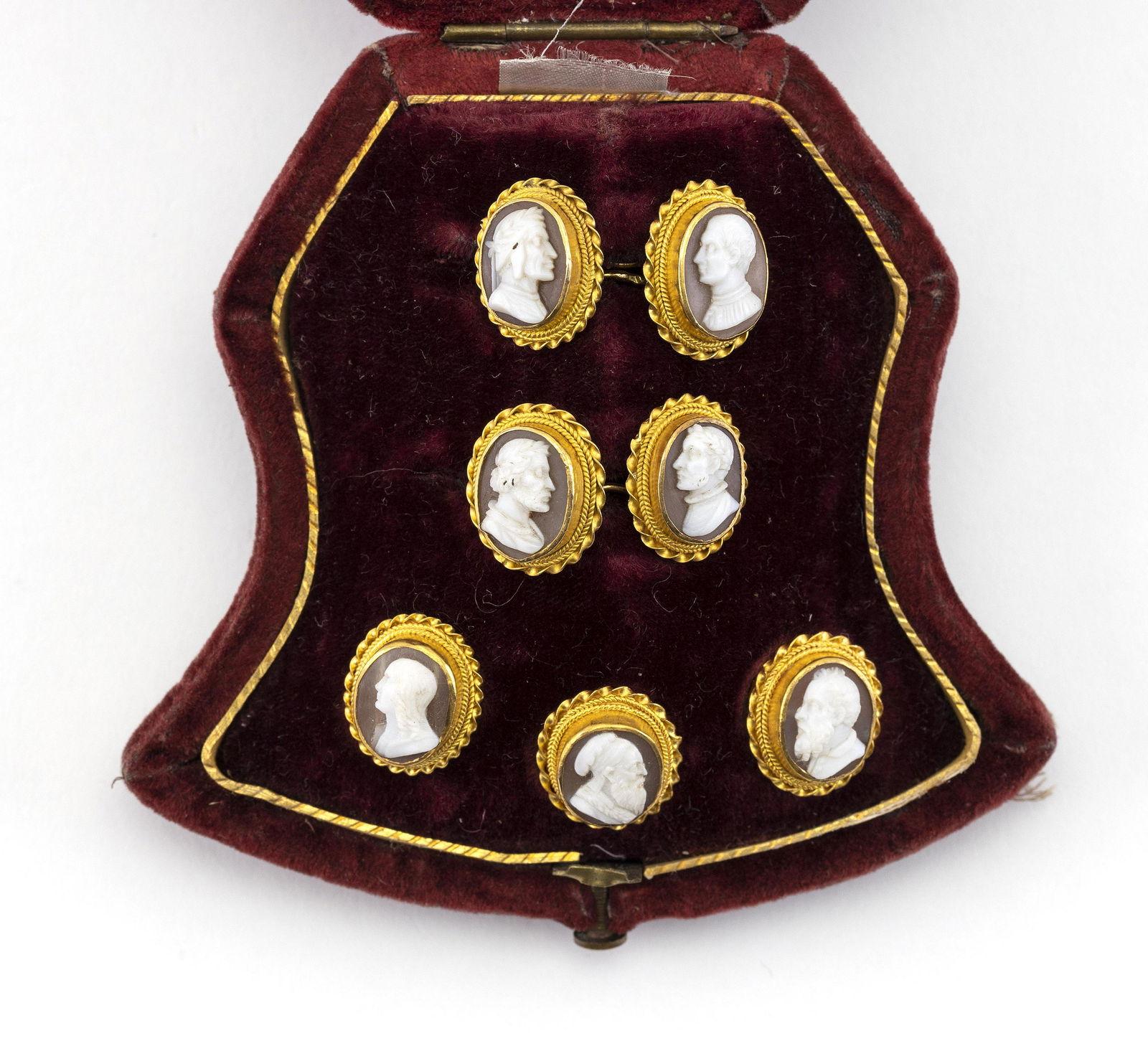 ANTIQUE GOLD AND SHELL CAMEO MAN'S DRESS SET Rome, (1 of 1)