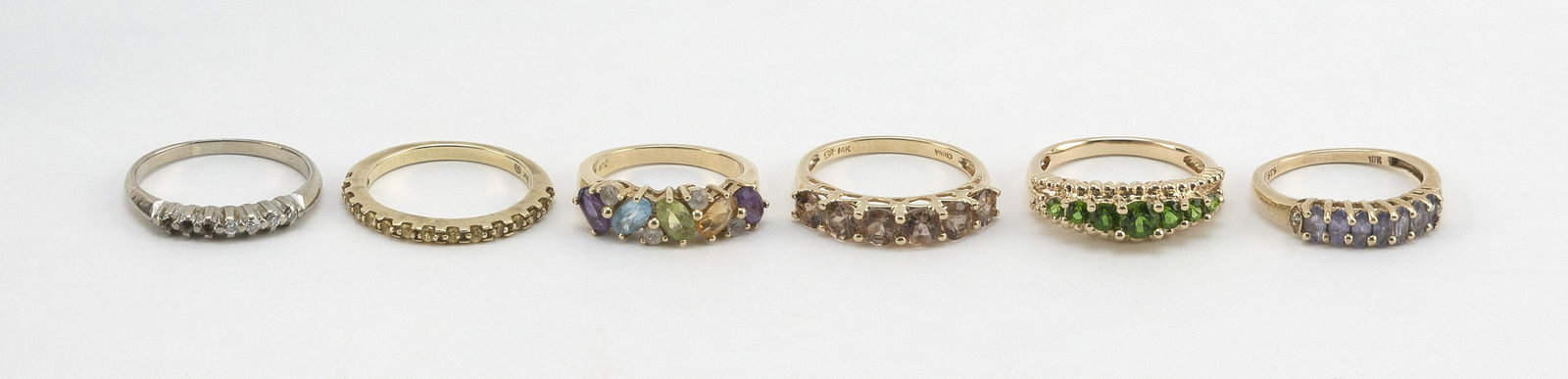 SIX GOLD AND GEM-SET RINGS Five 14kt gold and one 10kt (1 of 1)