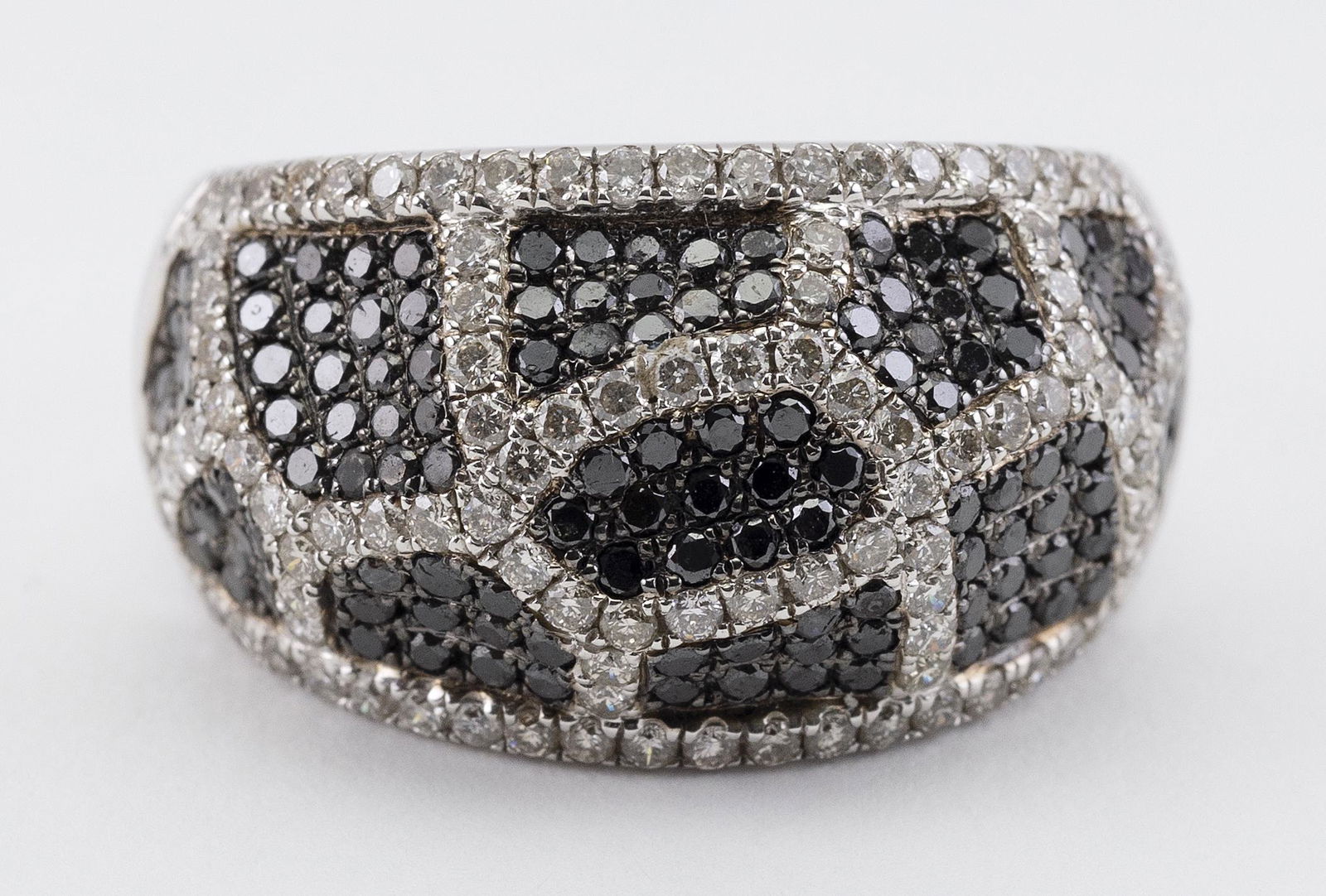 14KT WHITE GOLD, BLACK DIAMOND AND WHITE DIAMOND RING (1 of 2)