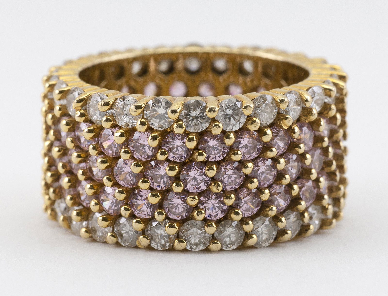 GOLD, PINK SAPPHIRE AND DIAMOND CIGAR BAND RING Allover (1 of 1)