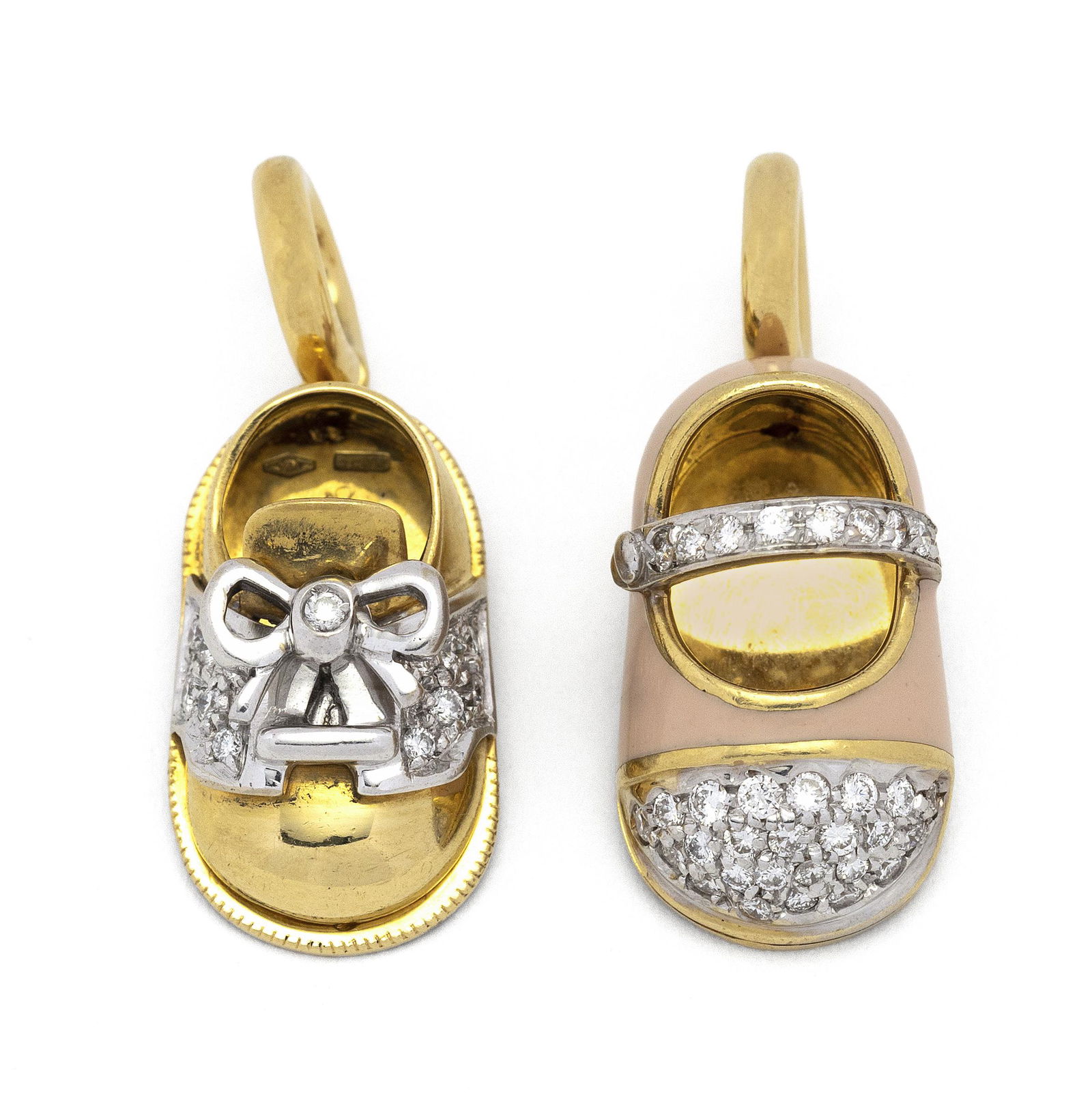 TWO AARON BASHA 18KT GOLD AND DIAMOND BABY SHOE CHARMS (1 of 7)