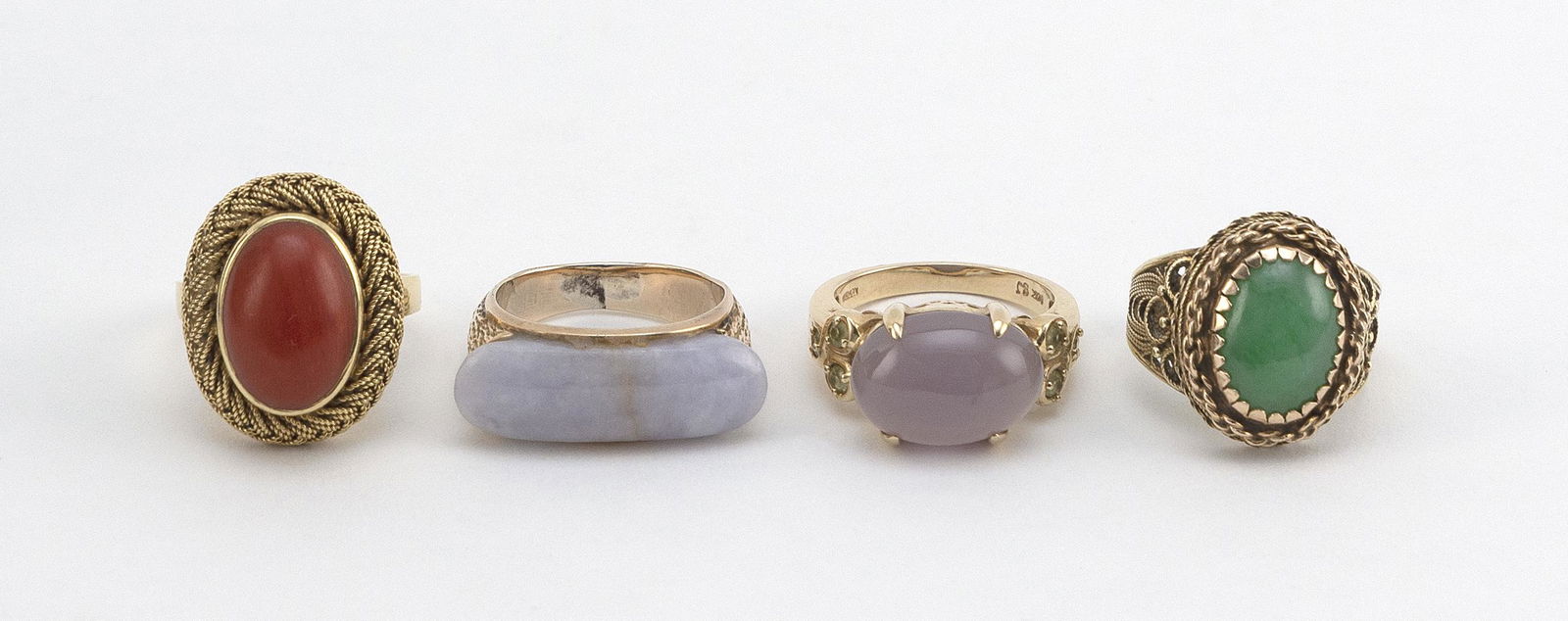 FOUR GOLD AND GEM-SET RINGS 1) Cecil 14kt gold and (1 of 1)