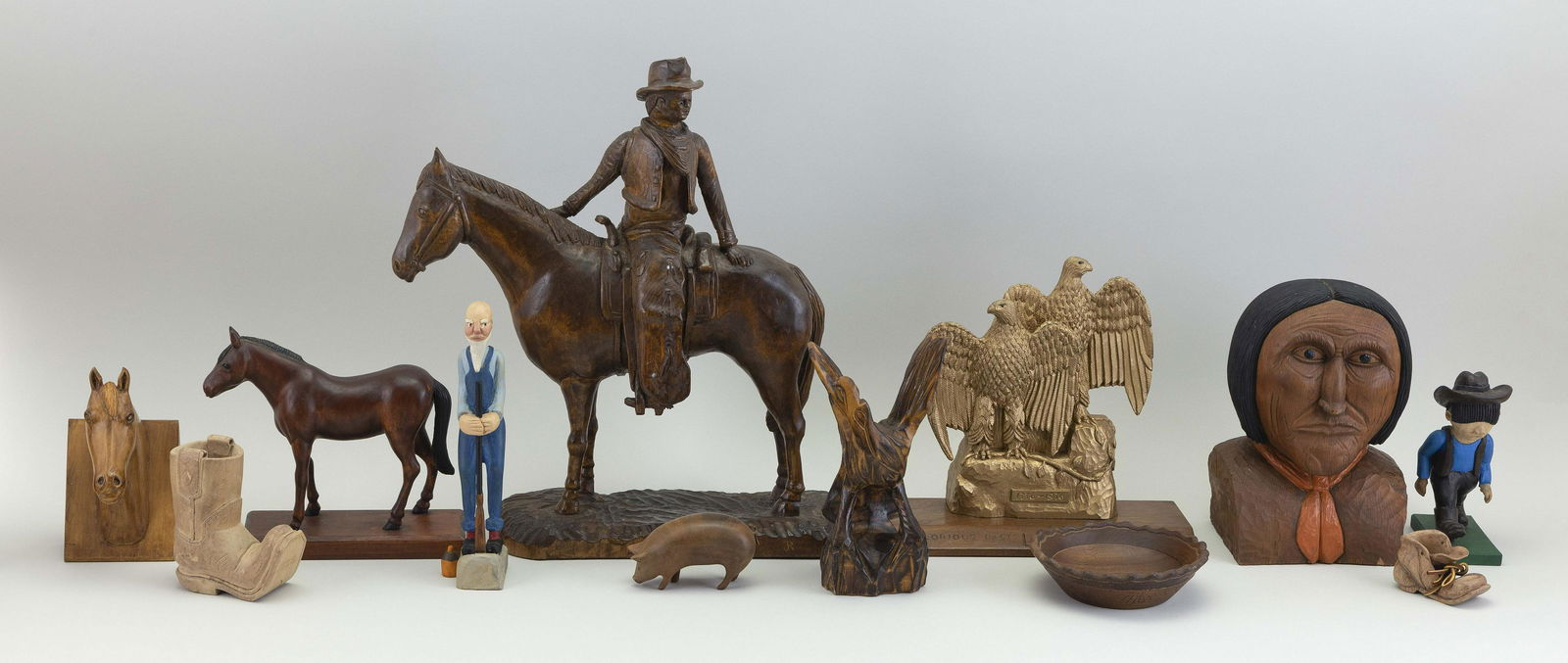 COLLECTION OF TWELVE WOOD CARVINGS BY JULIUS RANDOLPH (1 of 2)