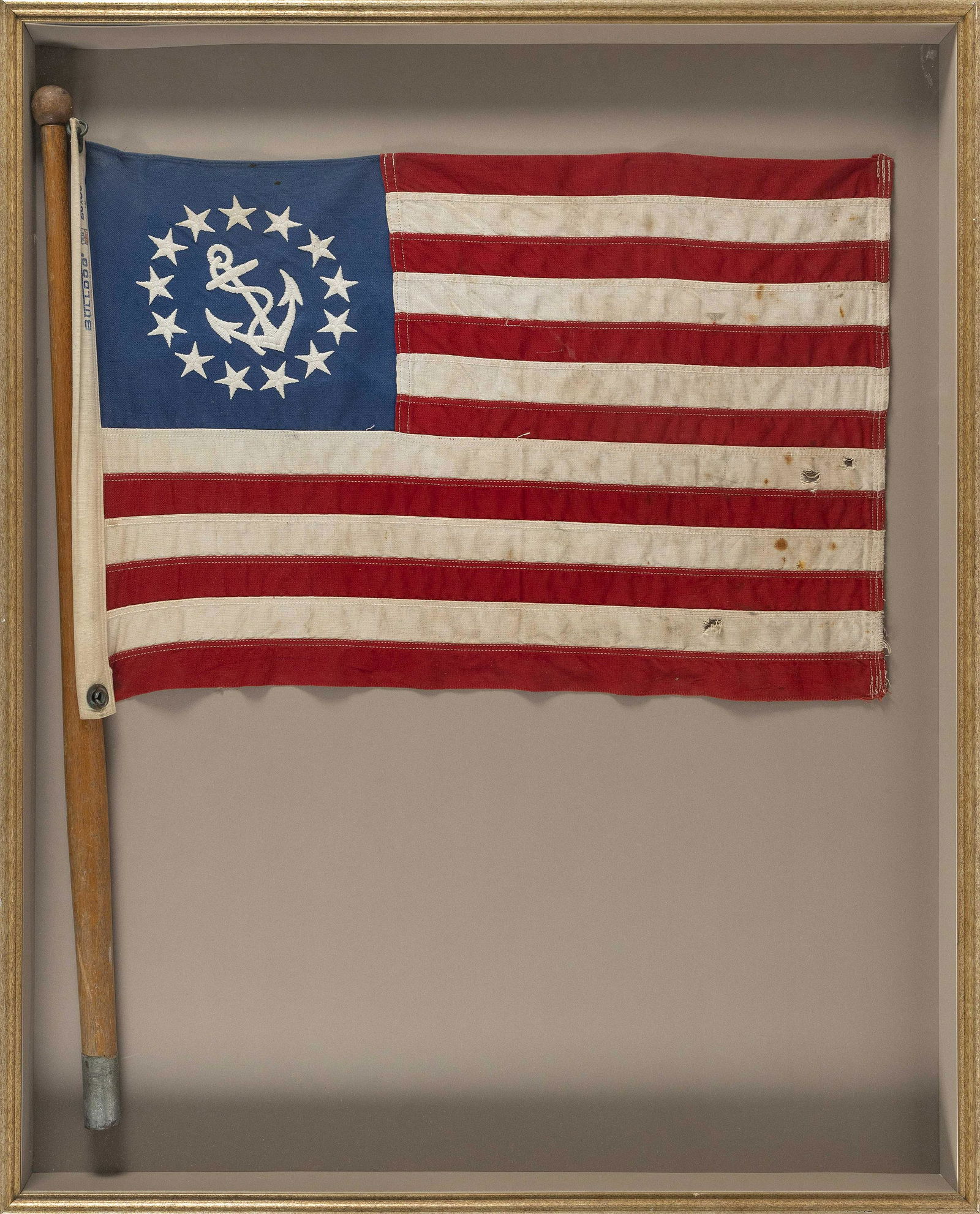 VINTAGE AMERICAN YACHT ENSIGN Early 20th Century Framed (1 of 1)