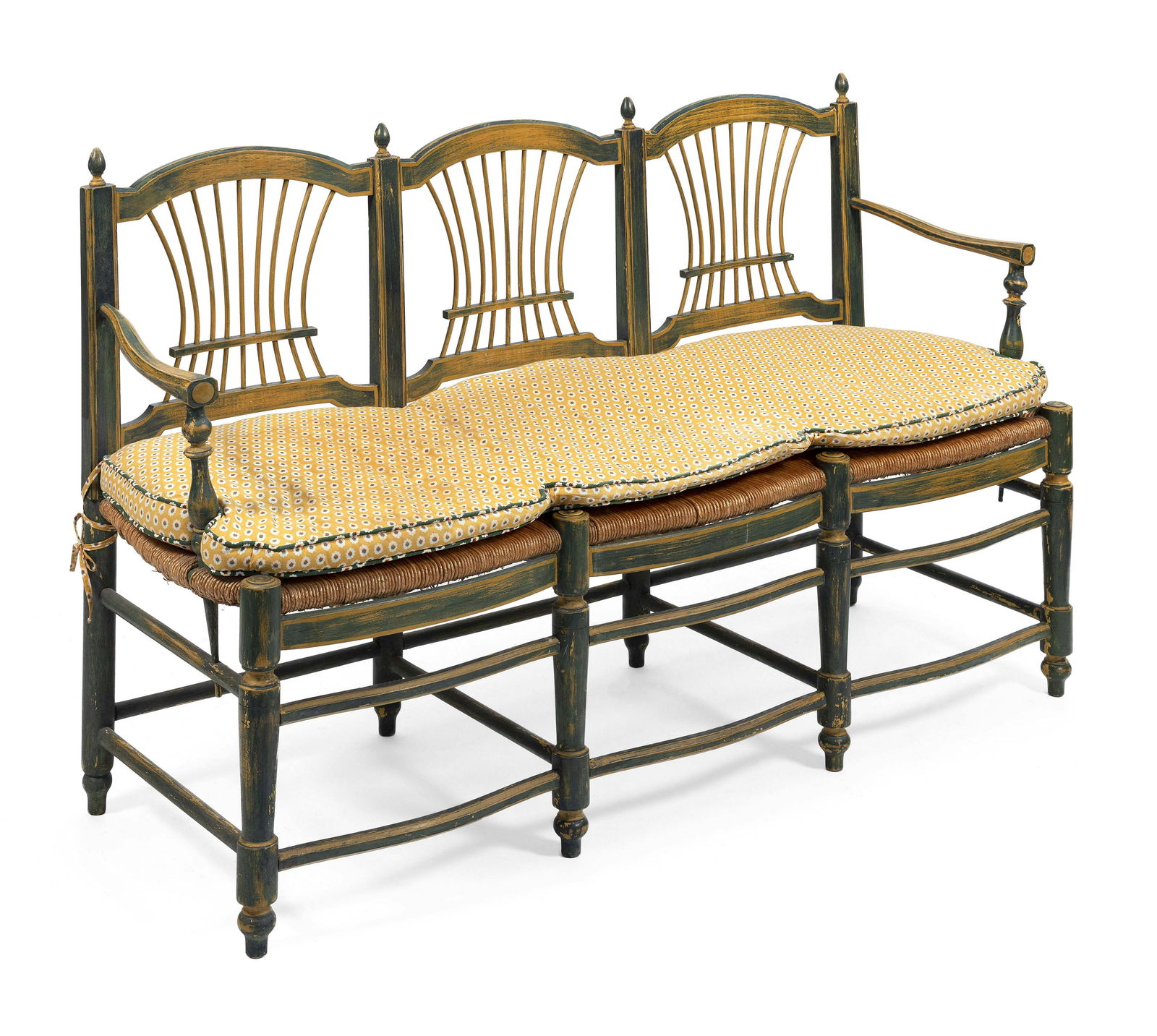 PIERRE DEUX RUSH-SEAT SETTEE 20th Century Back height (1 of 1)