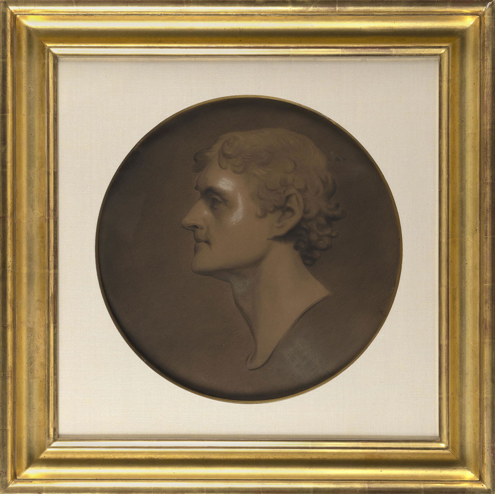 HARRIET GUILD (America, 19th Century), "Thomas: HARRIET GUILDAmerica, 19th Century"Thomas Jefferson (The Medallion Portrait)", after Gilbert Stuart. Unsigned. A typed copy of a letter (original letter not present) reads: "My dear Jef