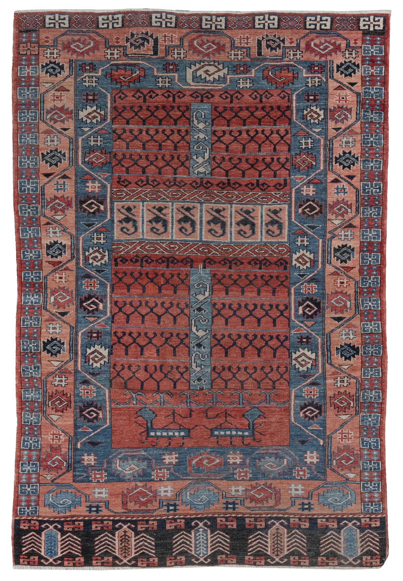 PESHEWAR RUG IN ENGSI DESIGN: 4'2" X 6'3" Late 20th (1 of 2)