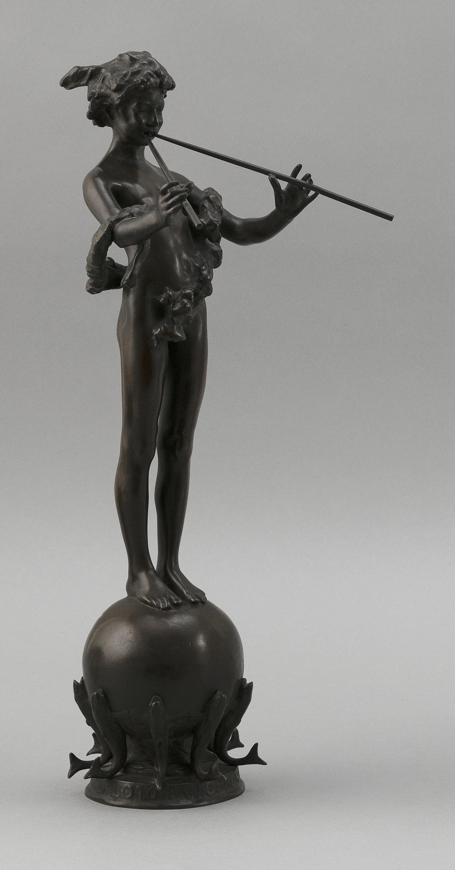 FREDERICK W. MACMONNIES (New York/France, 1863-1937),: FREDERICK W. MACMONNIESNew York/France, 1863-1937Pan of Rohallion. Signed "France Frederick MacMonnies" and dated on base "Anno Domini MDCCCLXLOIO" (1890).Bronze, height 15".