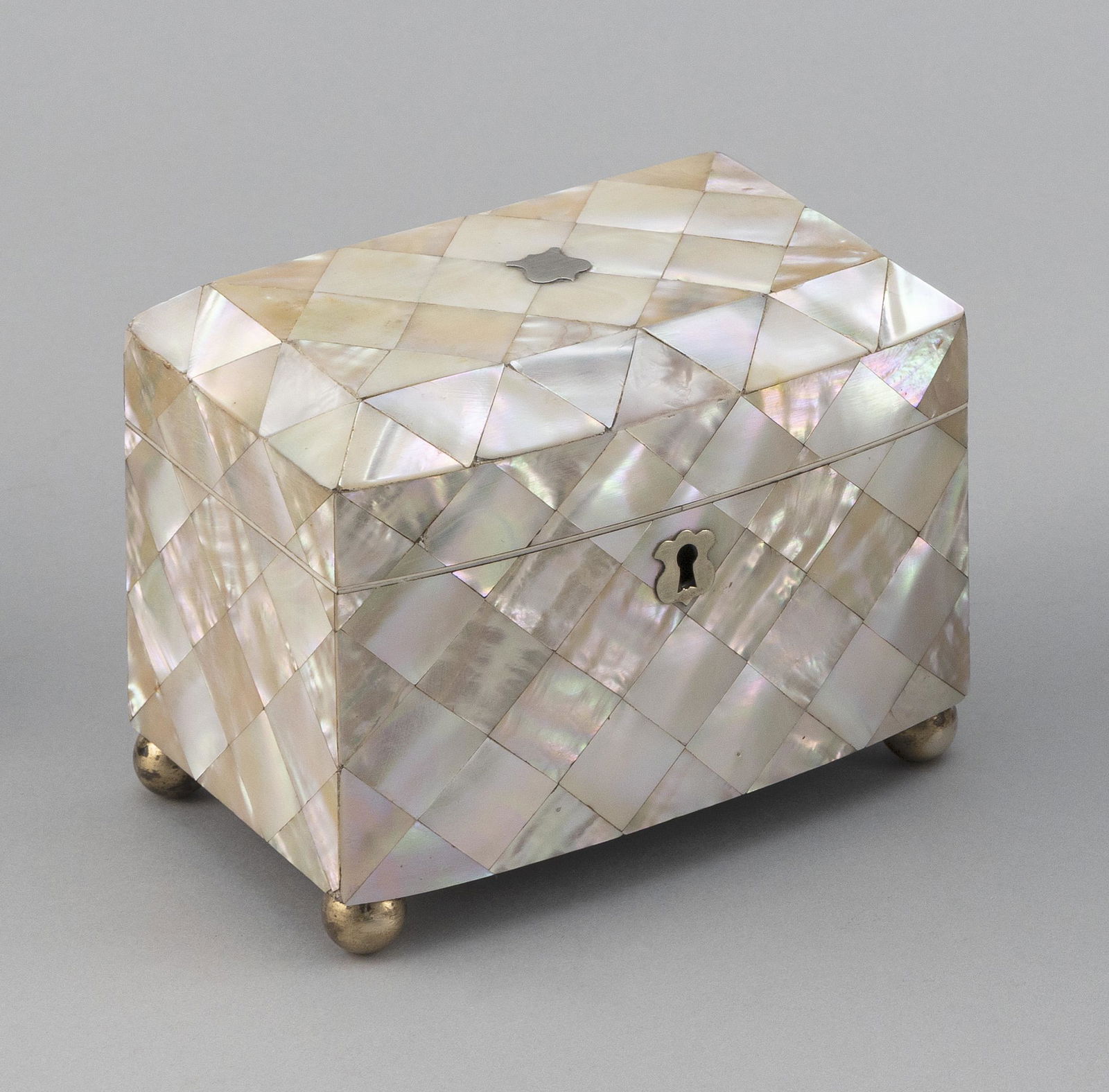 ENGLISH TEA CADDY 19th Century Height 4”. Width 6”. (1 of 3)