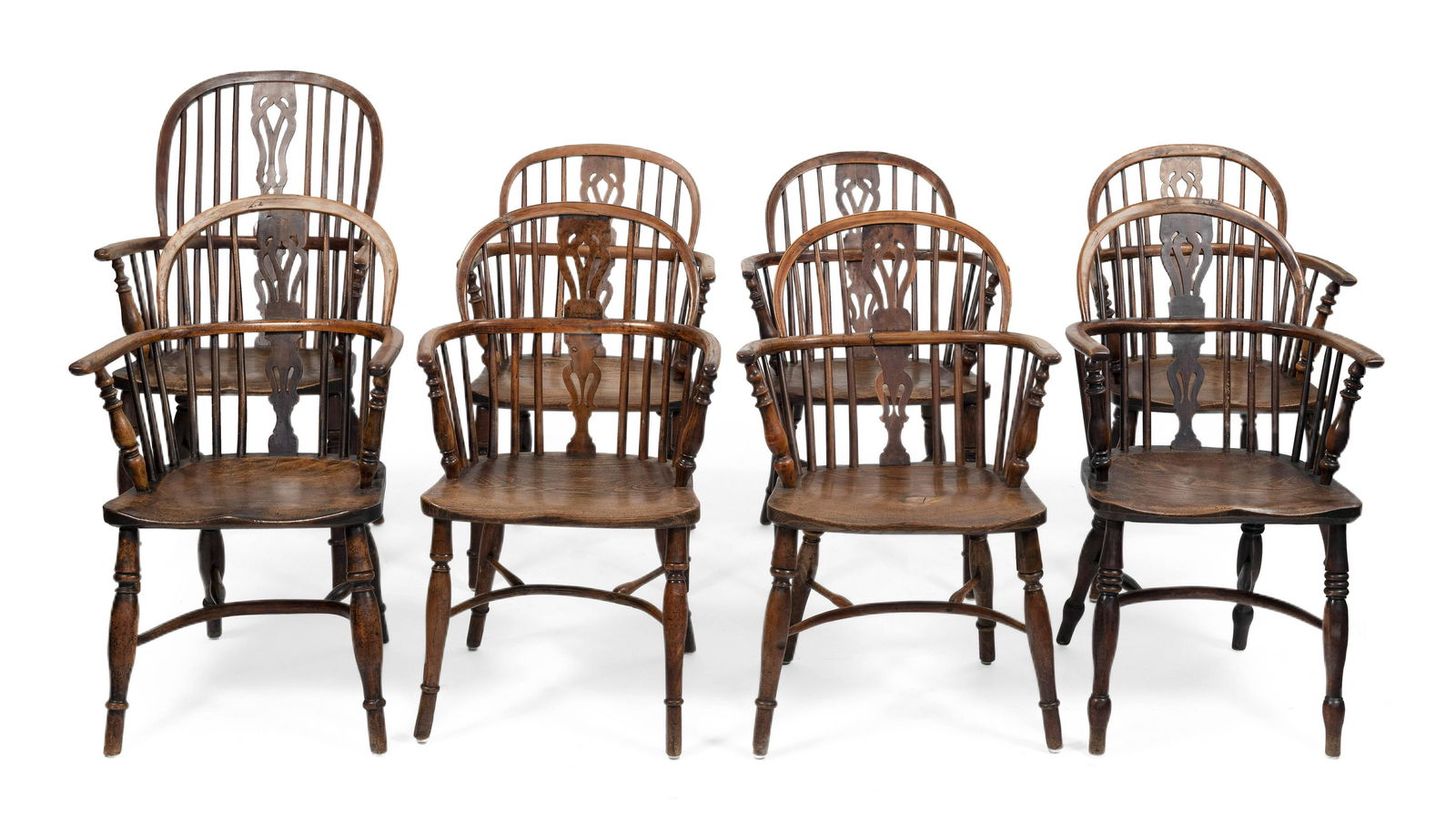 ASSEMBLED SET OF EIGHT ENGLISH WINDSOR-STYLE ARMCHAIRS (1 of 1)