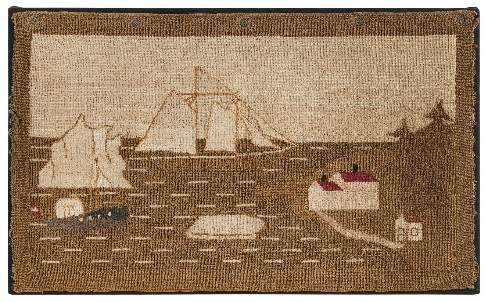 GRENFELL HOOKED MAT Early 20th Century 16” x 26”. (1 of 2)