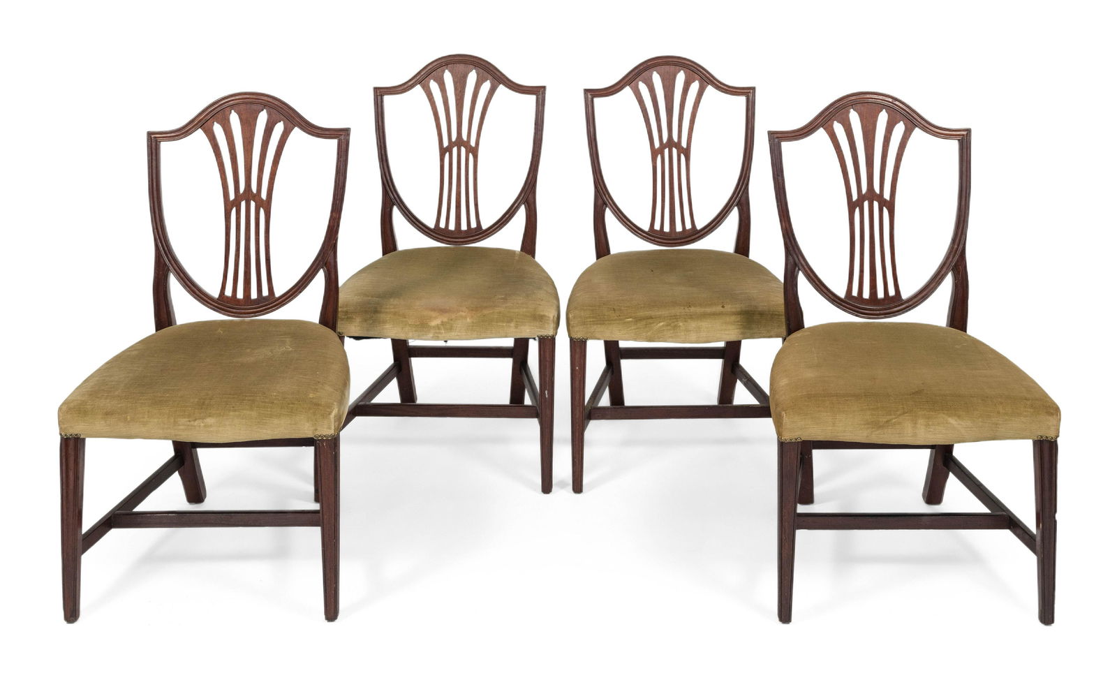 SET OF FOUR HEPPLEWHITE SIDE CHAIRS Circa 1800 Back (1 of 1)