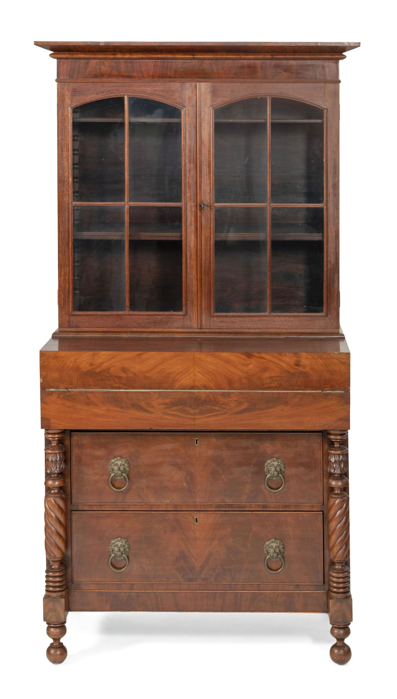 SHERATON TWO-PART SECRETARY America, Circa 1825 Height (1 of 3)