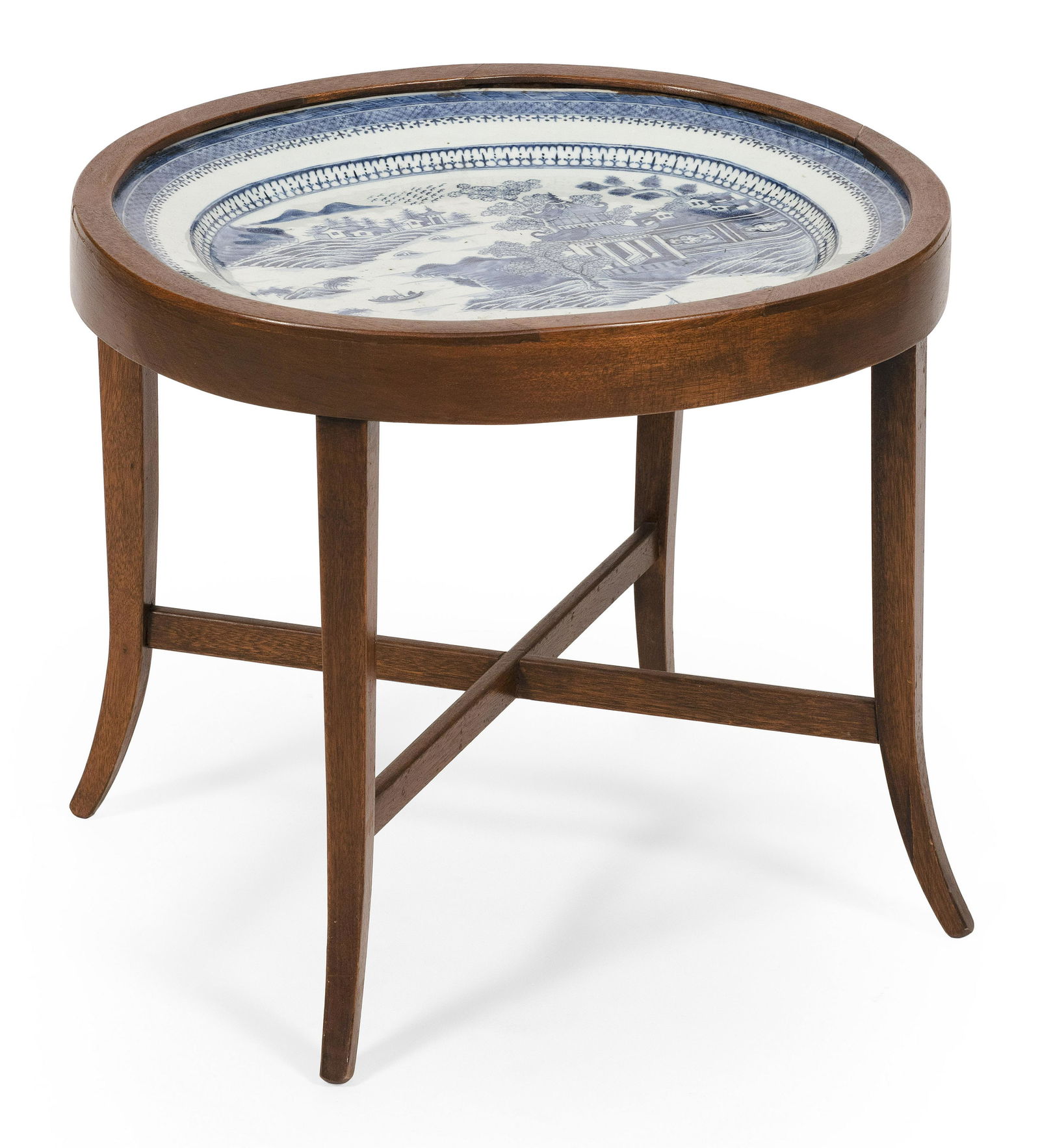 CHINESE EXPORT BLUE AND WHITE FITZHUGH PORCELAIN OVAL (1 of 2)