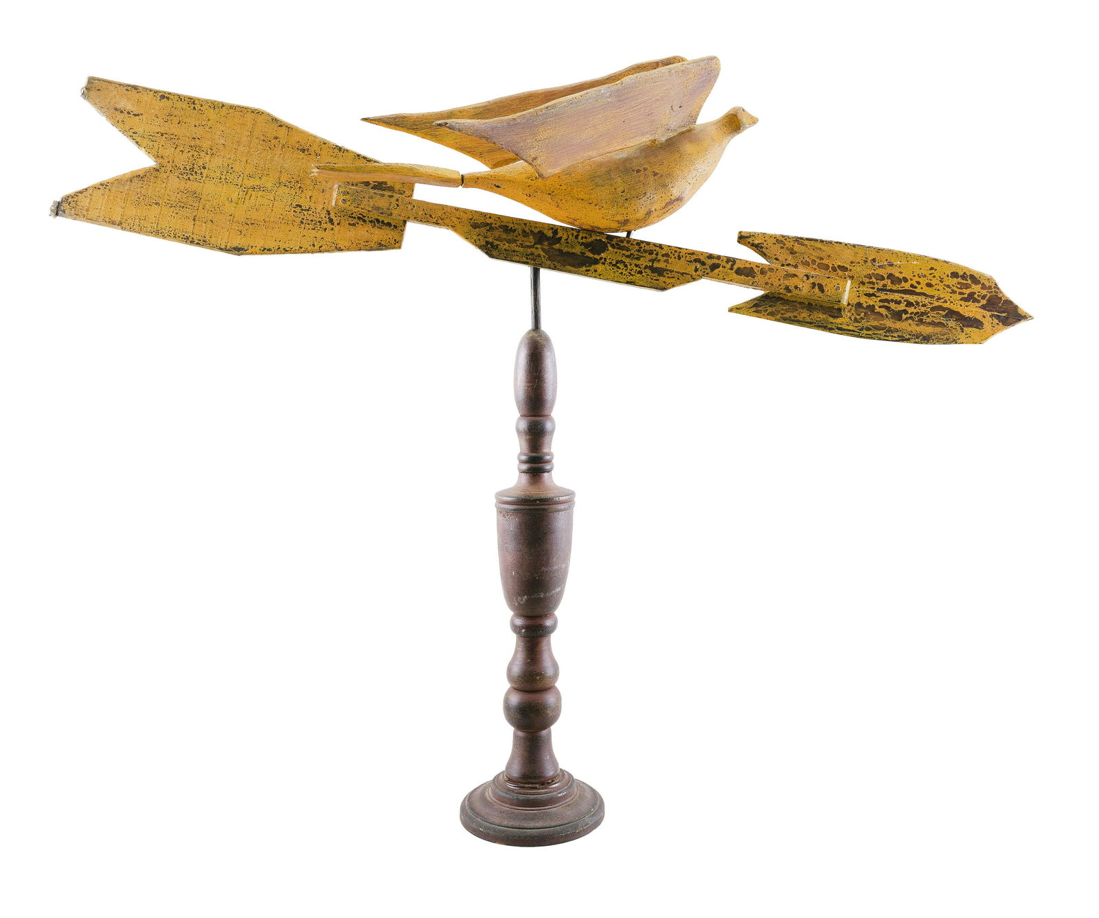 FOLK ART CARVED AND PAINTED WOODEN BIRD WEATHER VANE (1 of 2)