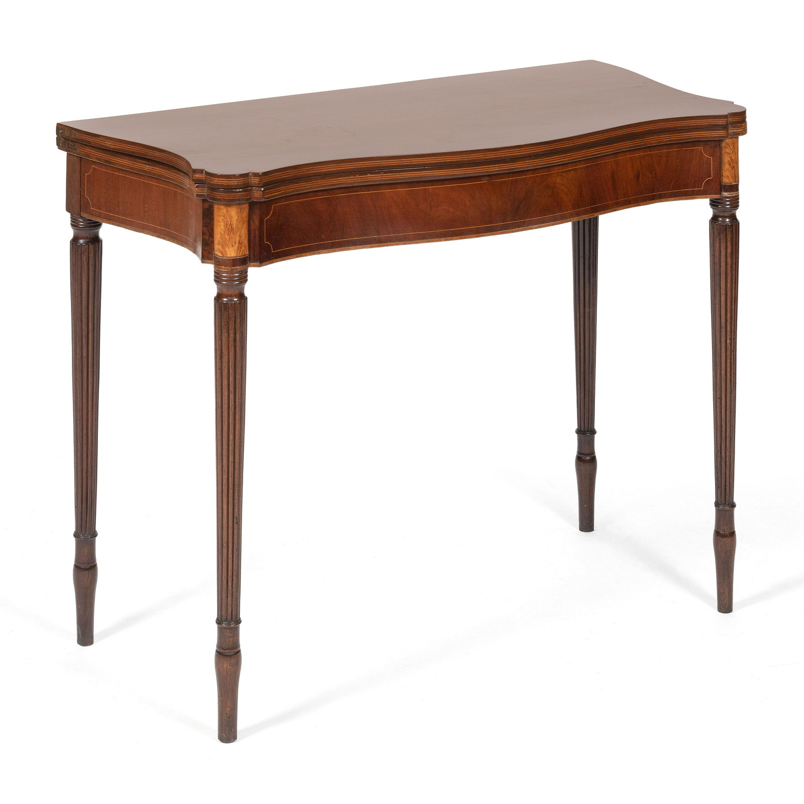 SHERATON SERPENTINE-FRONT CARD TABLE North Shore of (1 of 2)