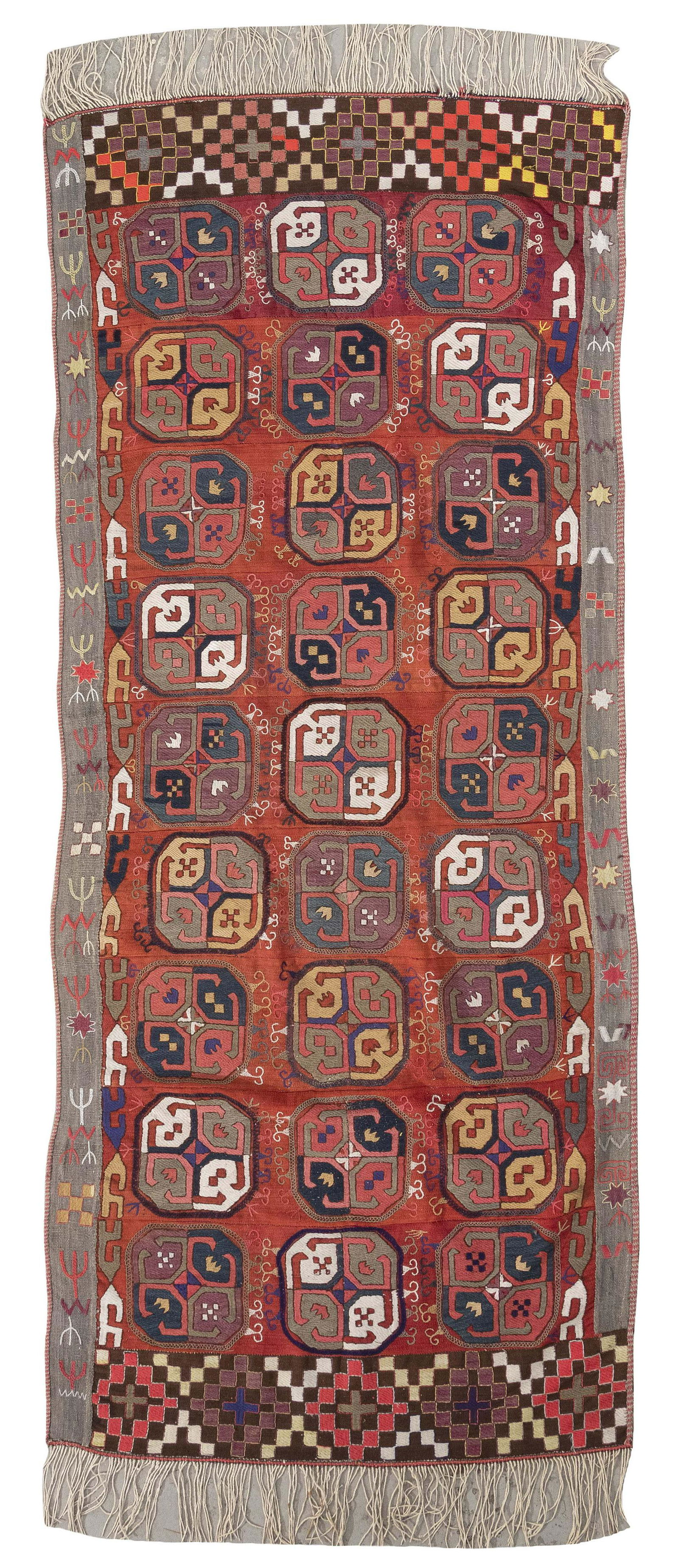 FLATWOVEN BOKHARA DESIGN RUG: 4'0" X 10'2" Late 20th (1 of 1)