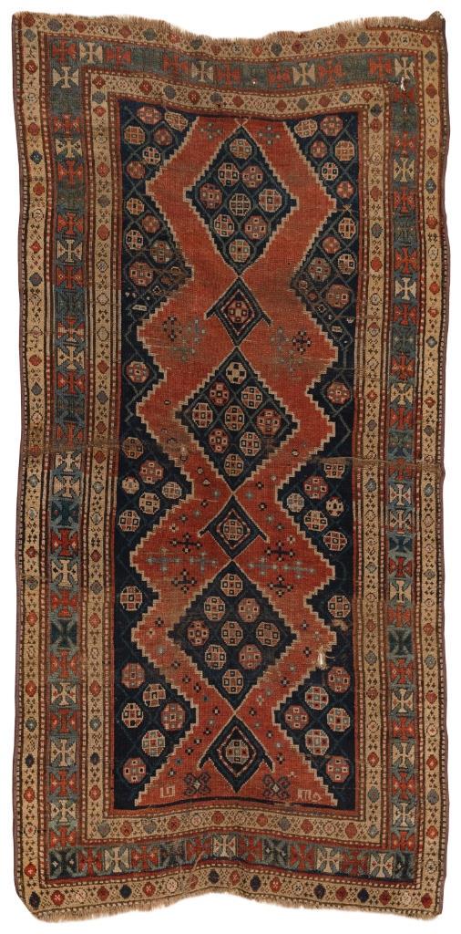 KAZAK RUG: 3'9" X 7'4" 19th Century (1 of 2)
