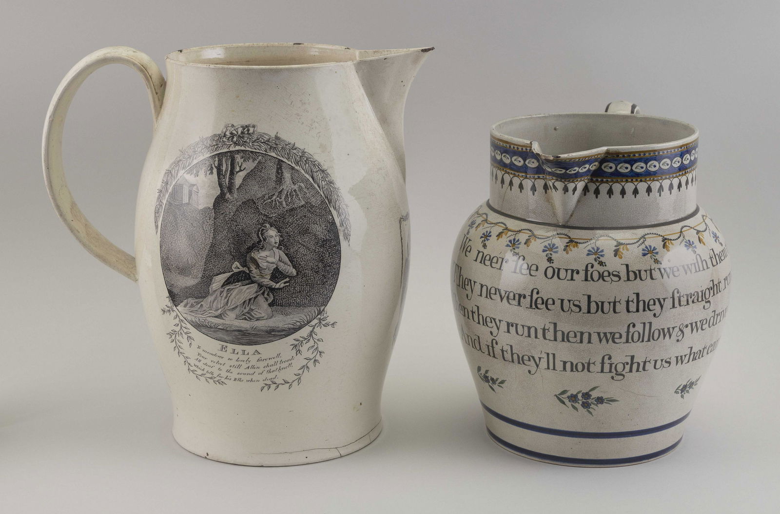 TWO LARGE LIVERPOOL PITCHERS England, Circa 1800 (1 of 2)